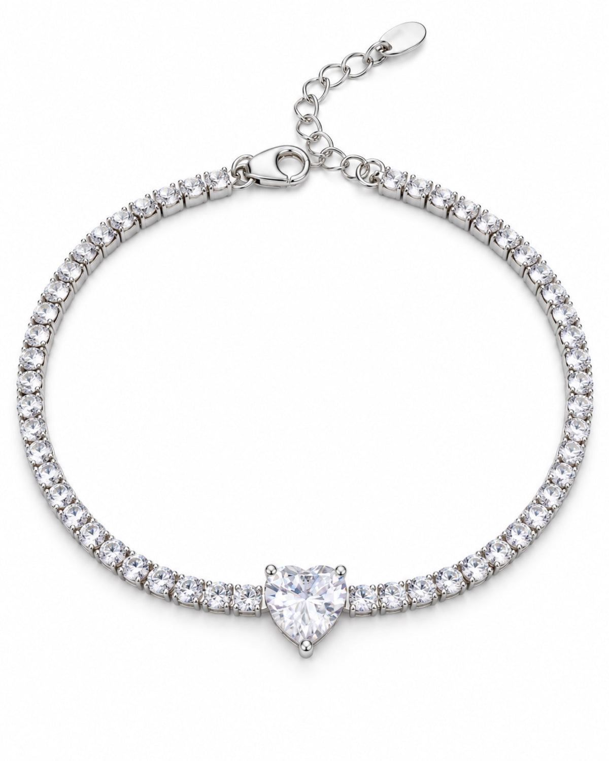Sparkling Bracelet with Heart in Rose Silver