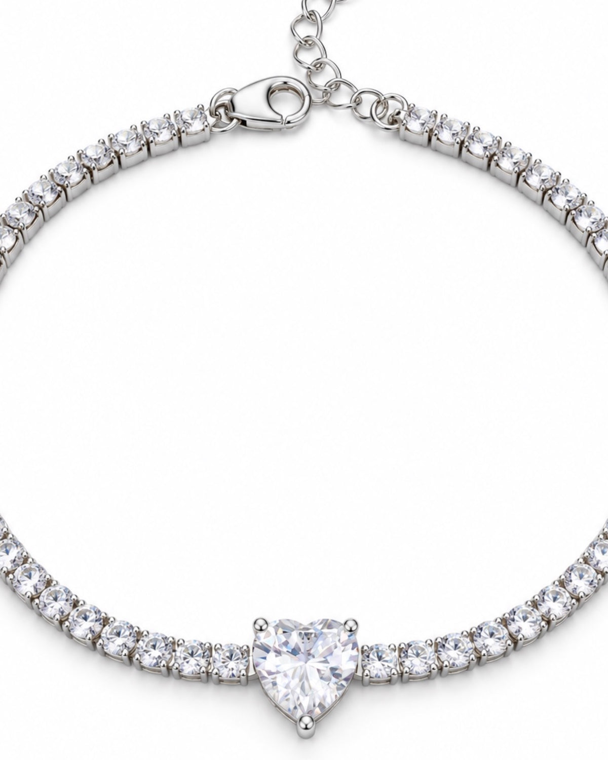 Sparkling Bracelet with Heart in Rose Silver