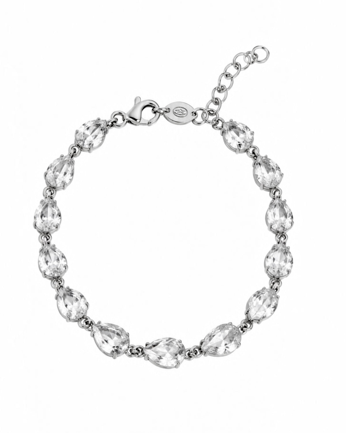 Pulseira com Brilhos Gota em Prata Branca