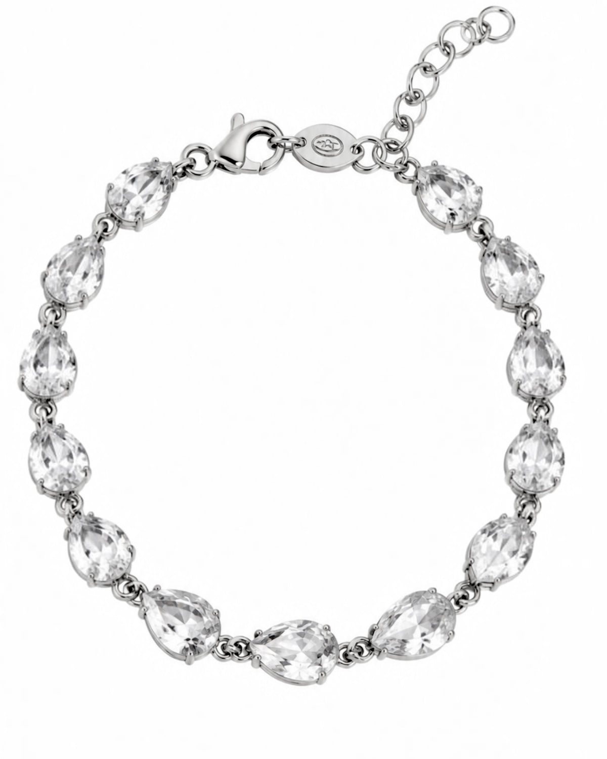 Pulseira com Brilhos Gota em Prata Branca