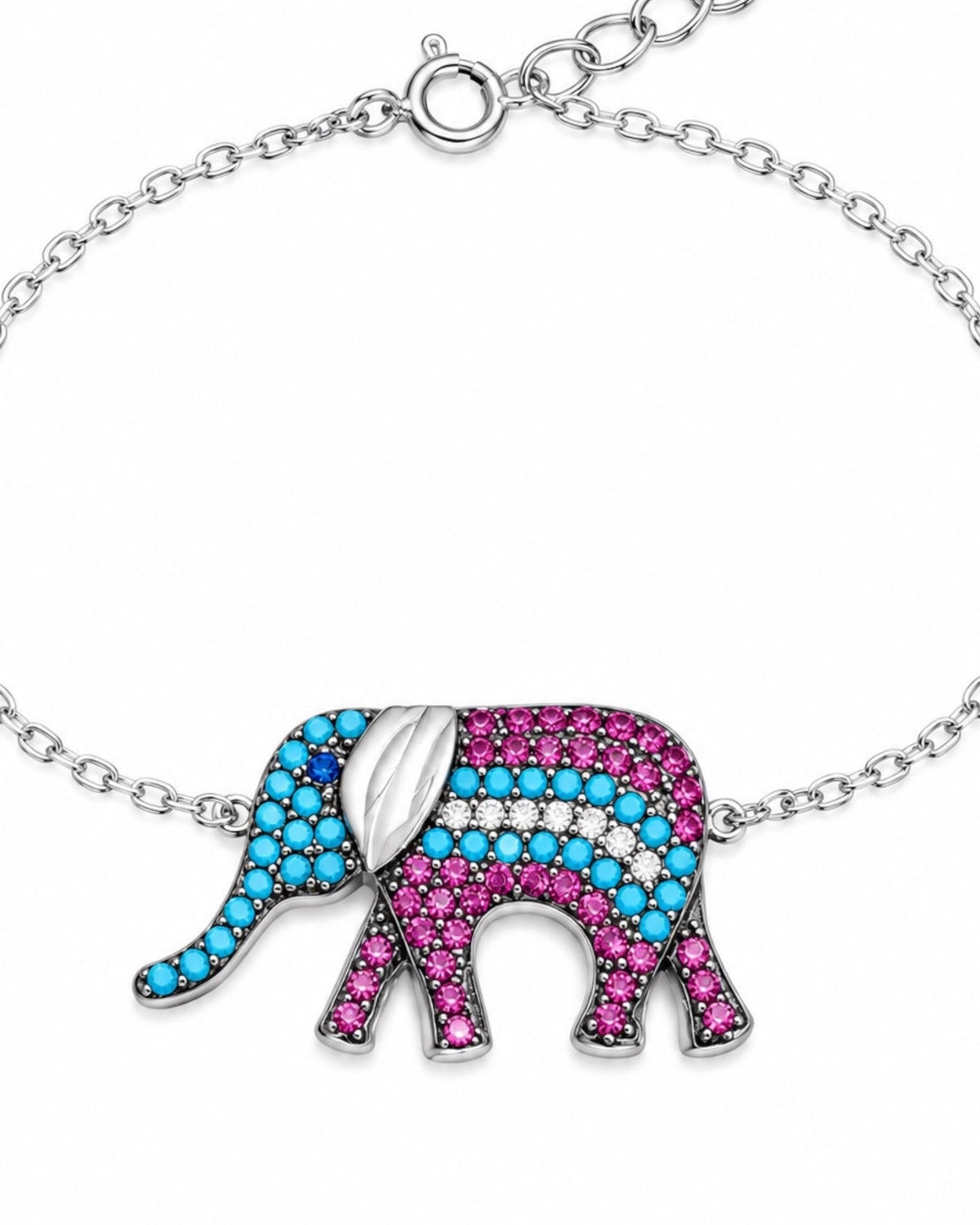 Pulseira com Elefante em Prata