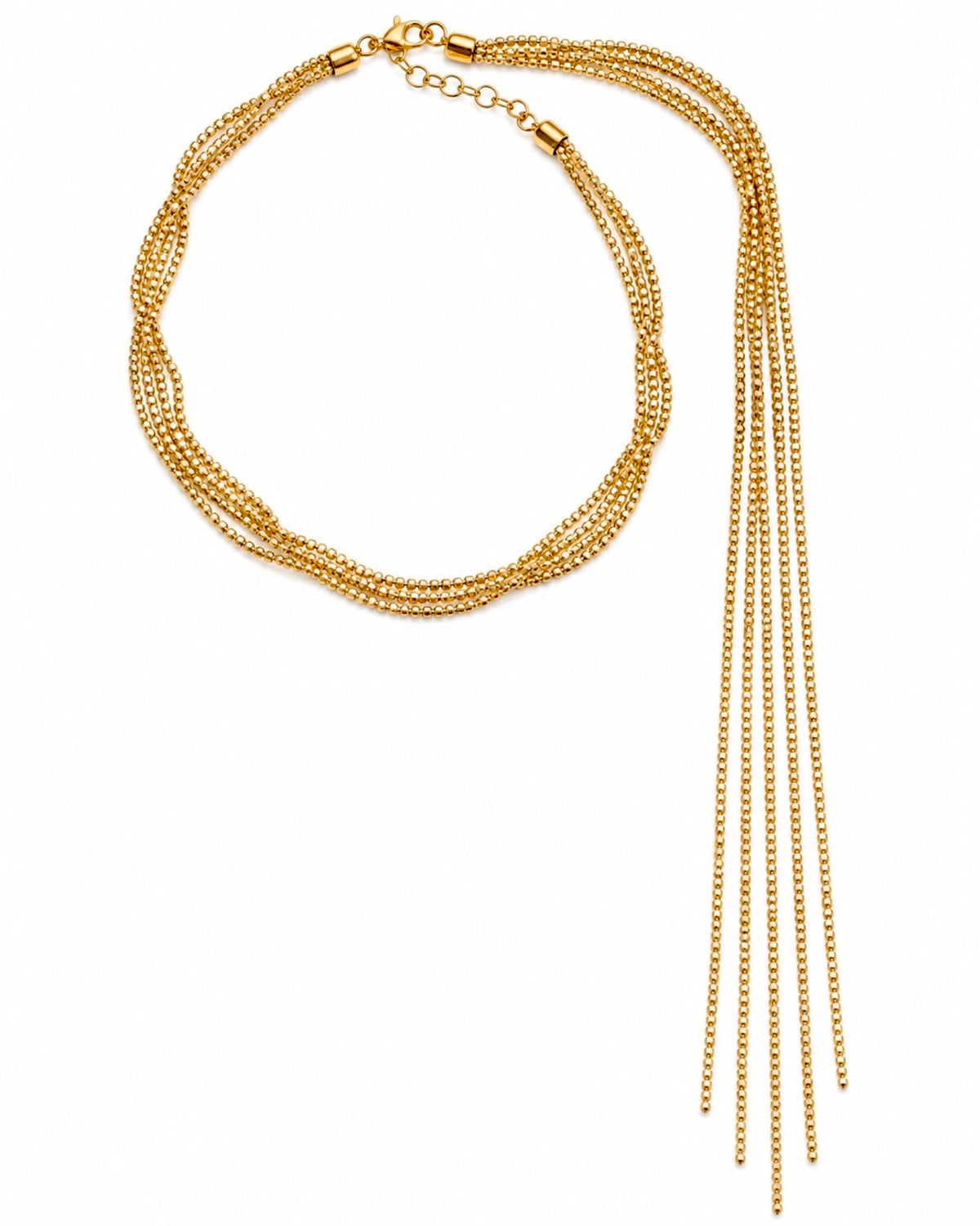 Gold-plated silver necklace with cord for the back.