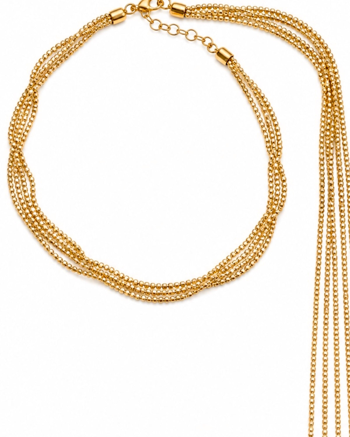 Gold-plated silver necklace with cord for the back.