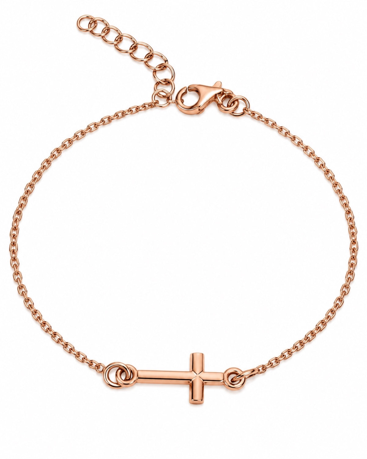 Pulseira Cruz em Prata Rosa