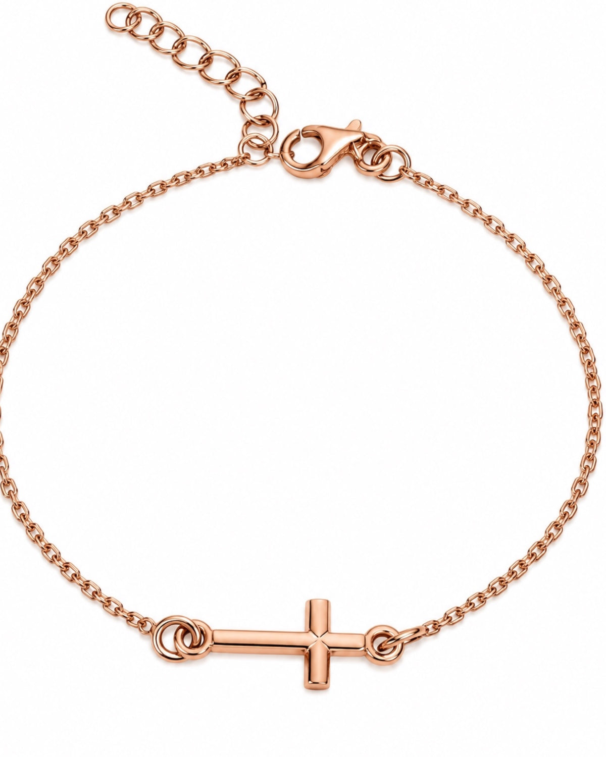 Pulseira Cruz em Prata Rosa