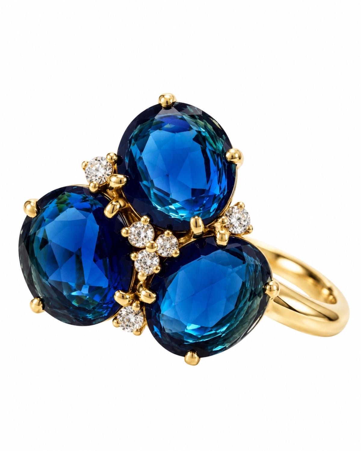 Blue Stone Ring in Gold-Plated Silver