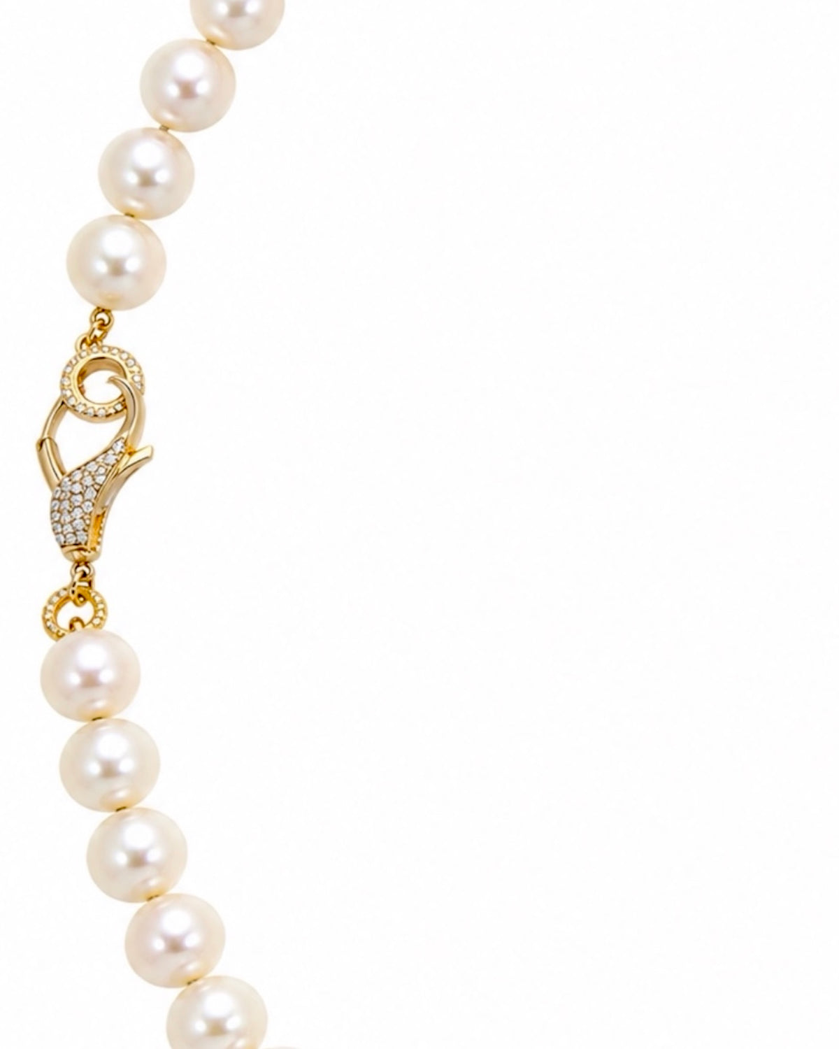 Neutral Tone Pearl Necklace with Sparkling Silver Zipper