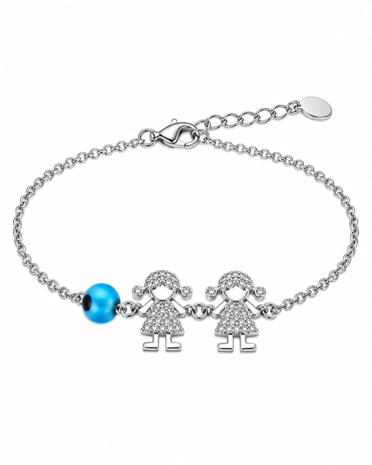 Pulseira com Duas Meninas em Prata
