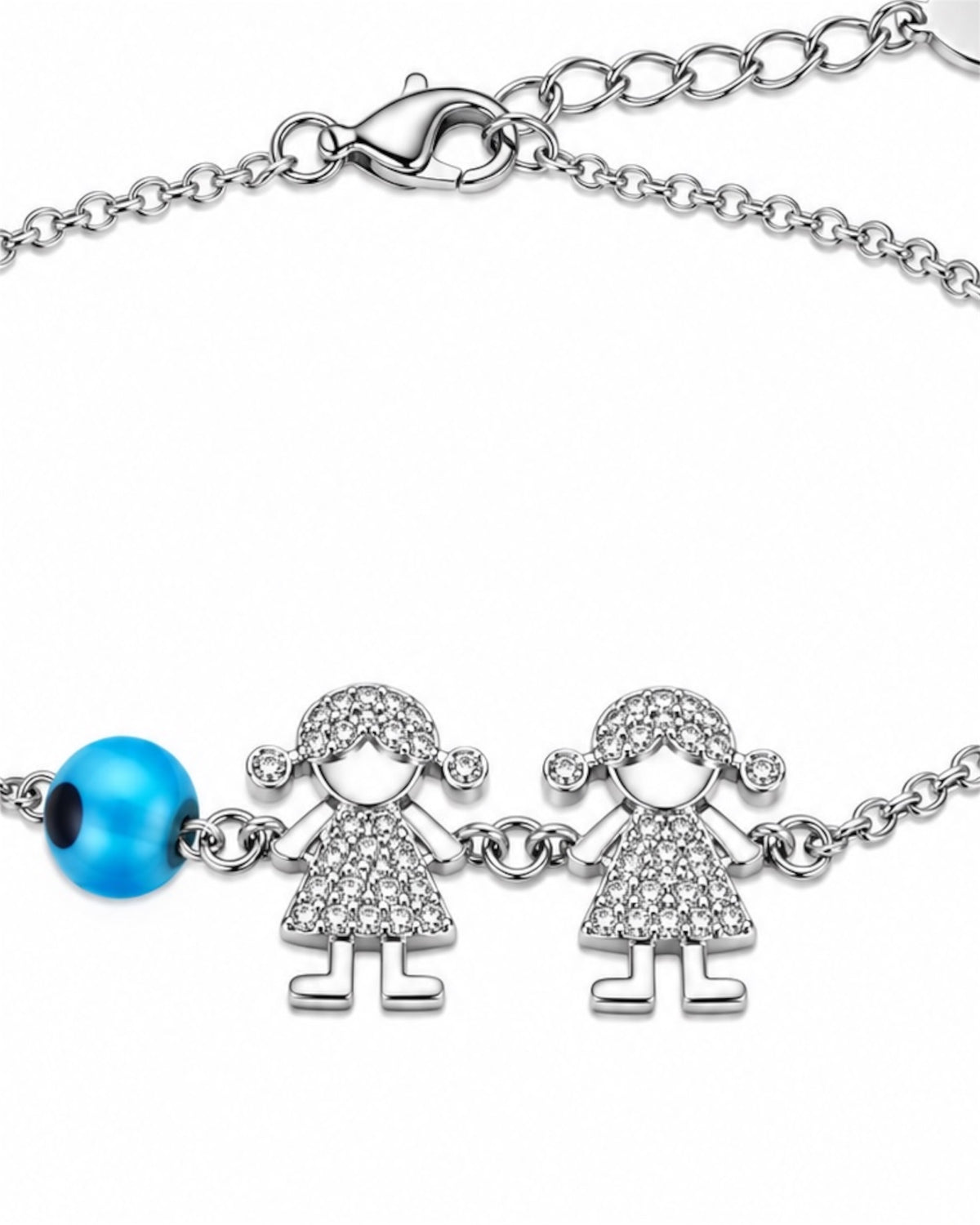 Pulseira com Duas Meninas em Prata