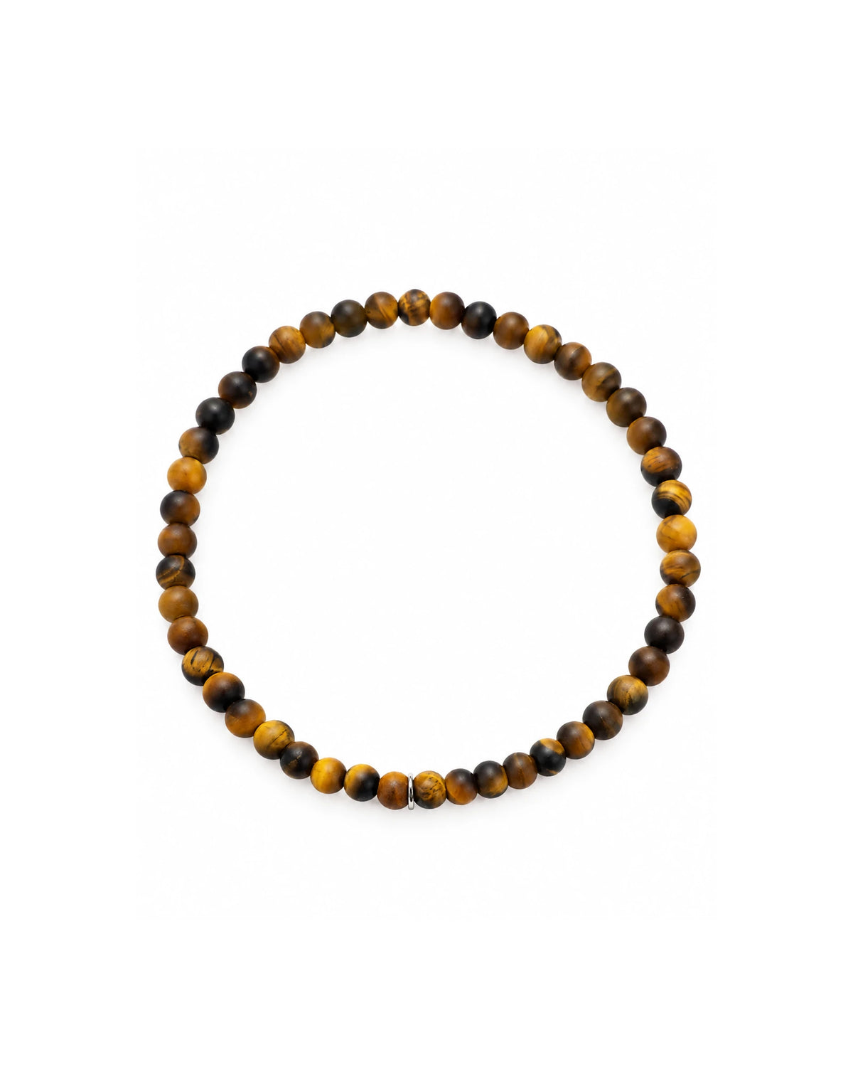 Pulseira Olho de Tigre Matt em Prata - 4mm