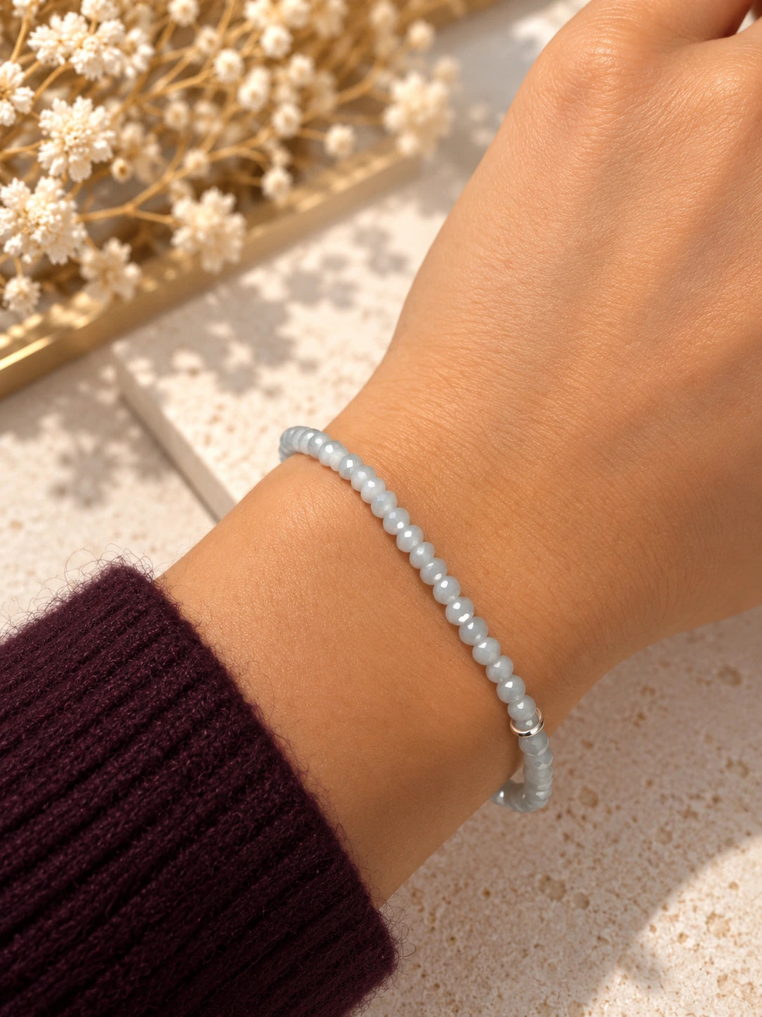 19 - Pulseira Pedras Cinza com Prata