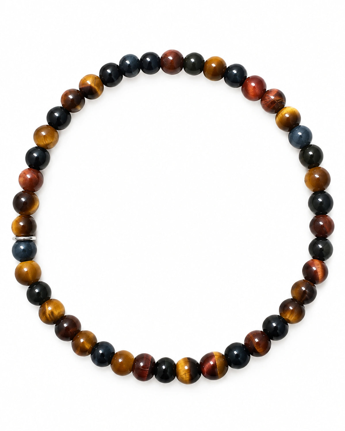 Pulseira Olho de Boi Tigre e Falcão em Prata 4mm