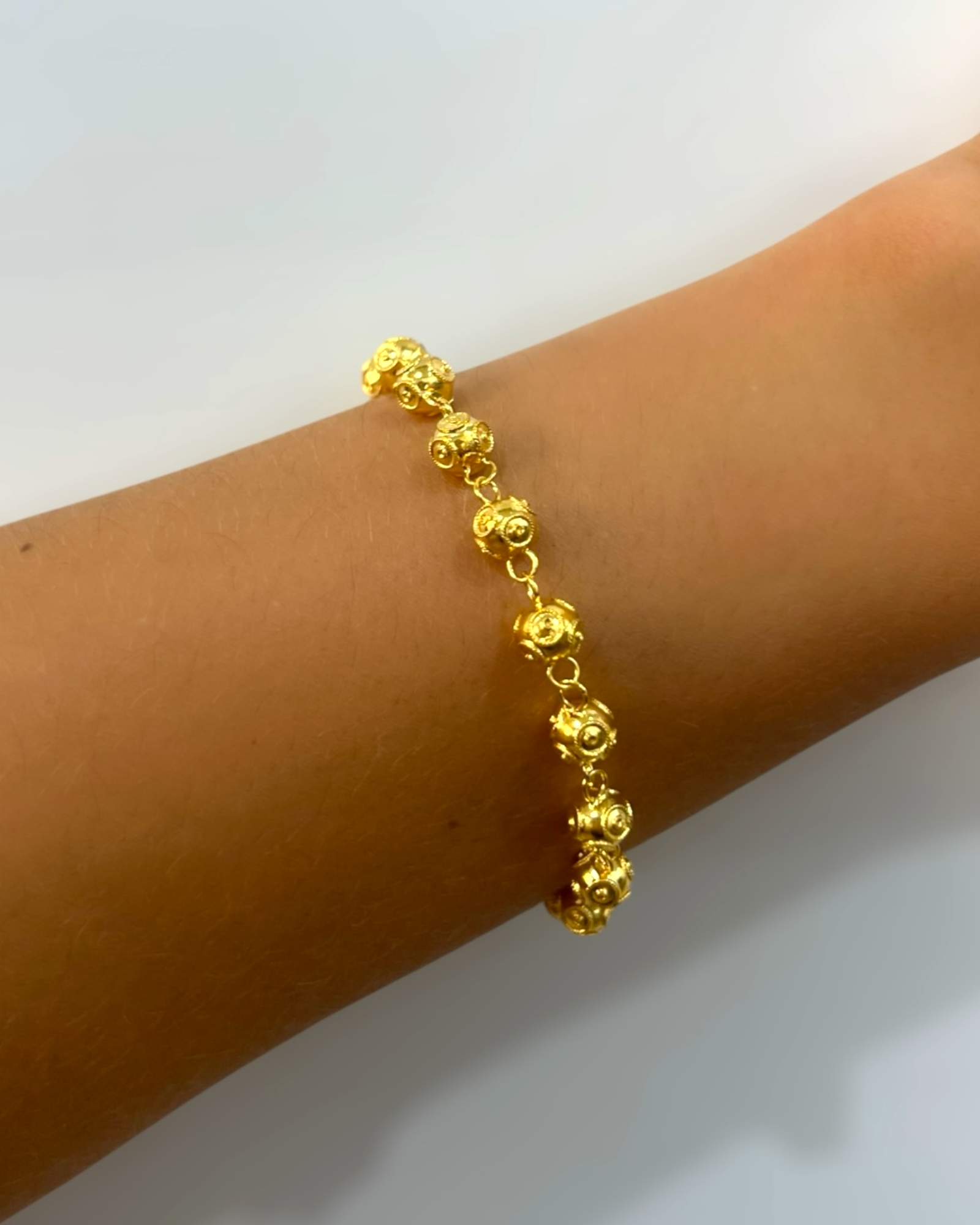 Pulseira Contas de Viana em Prata Dourada