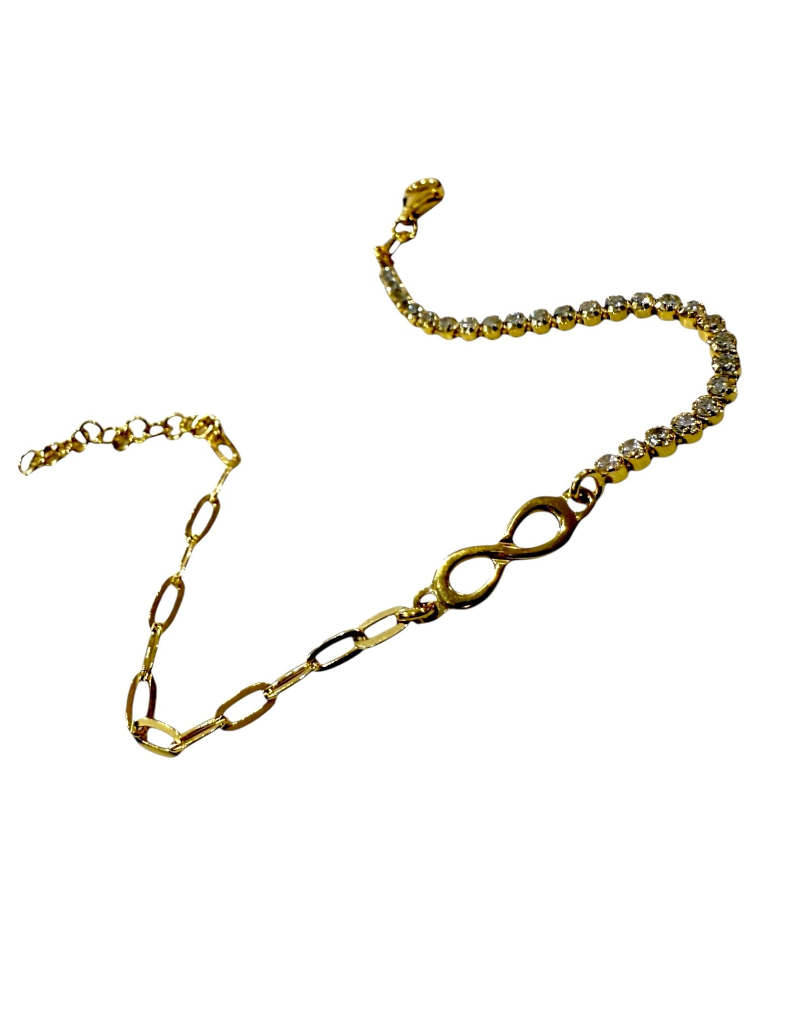 Pulseira Infinito em Prata Dourada