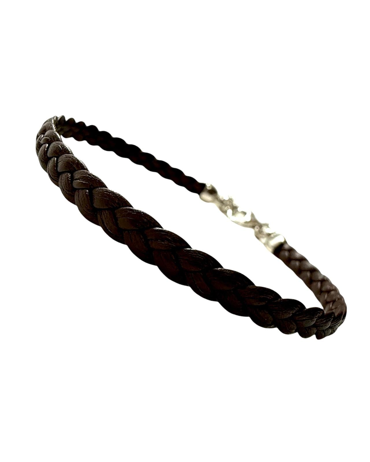 Pulseira Castanha com Prata Homem