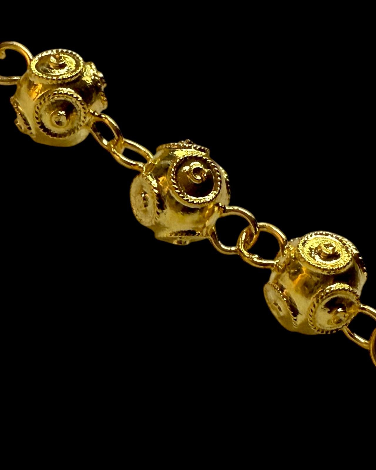 Pulseira Contas de Viana em Prata Dourada