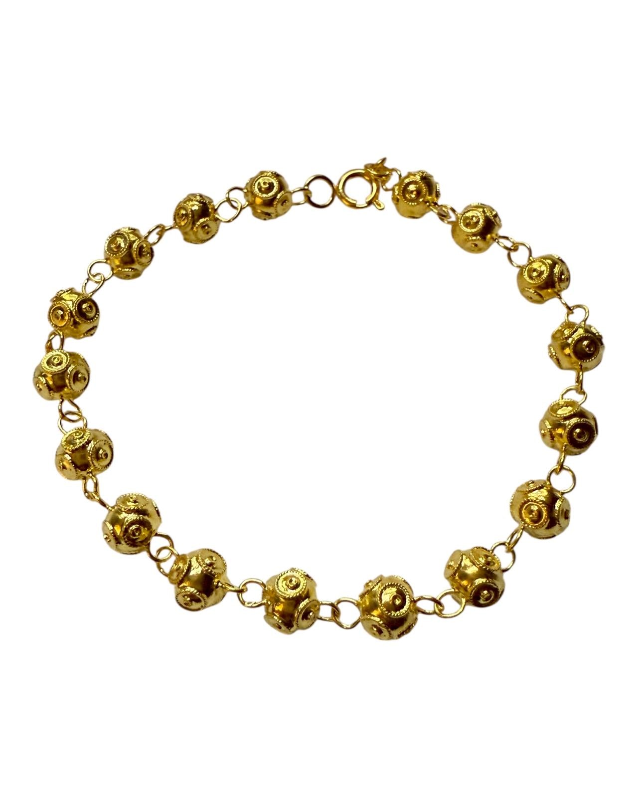 Pulseira Contas de Viana em Prata Dourada