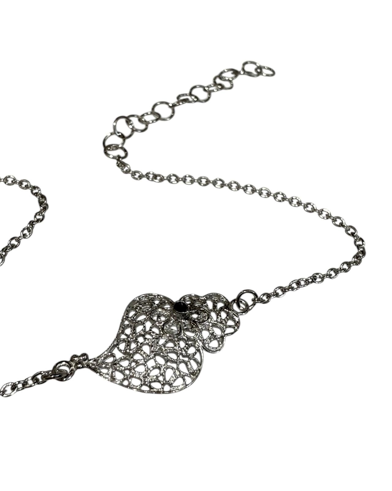 Pulseira Coração de Viana com Esmalte em Prata