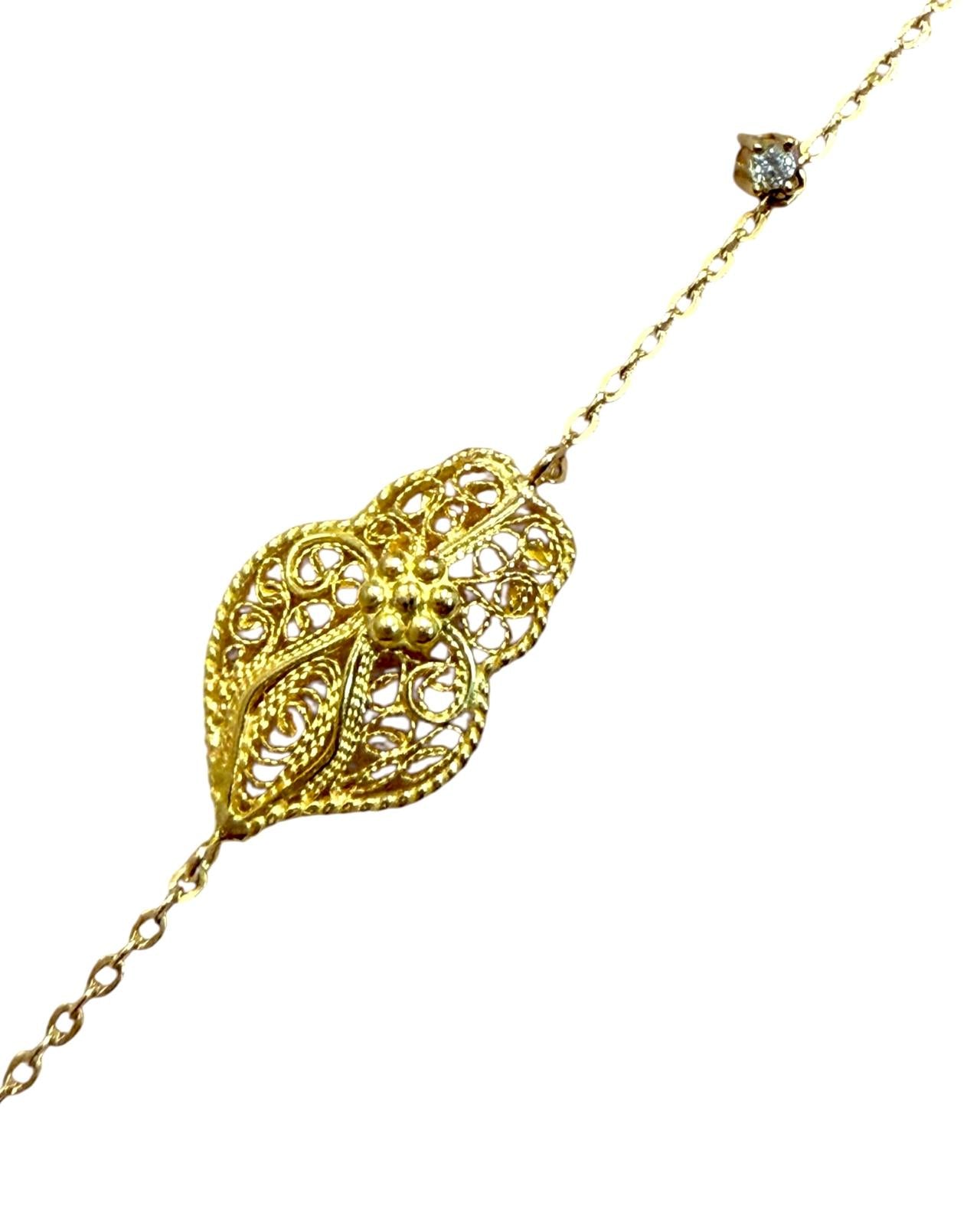 Pulseira Coração de Viana com Brilhante em Ouro