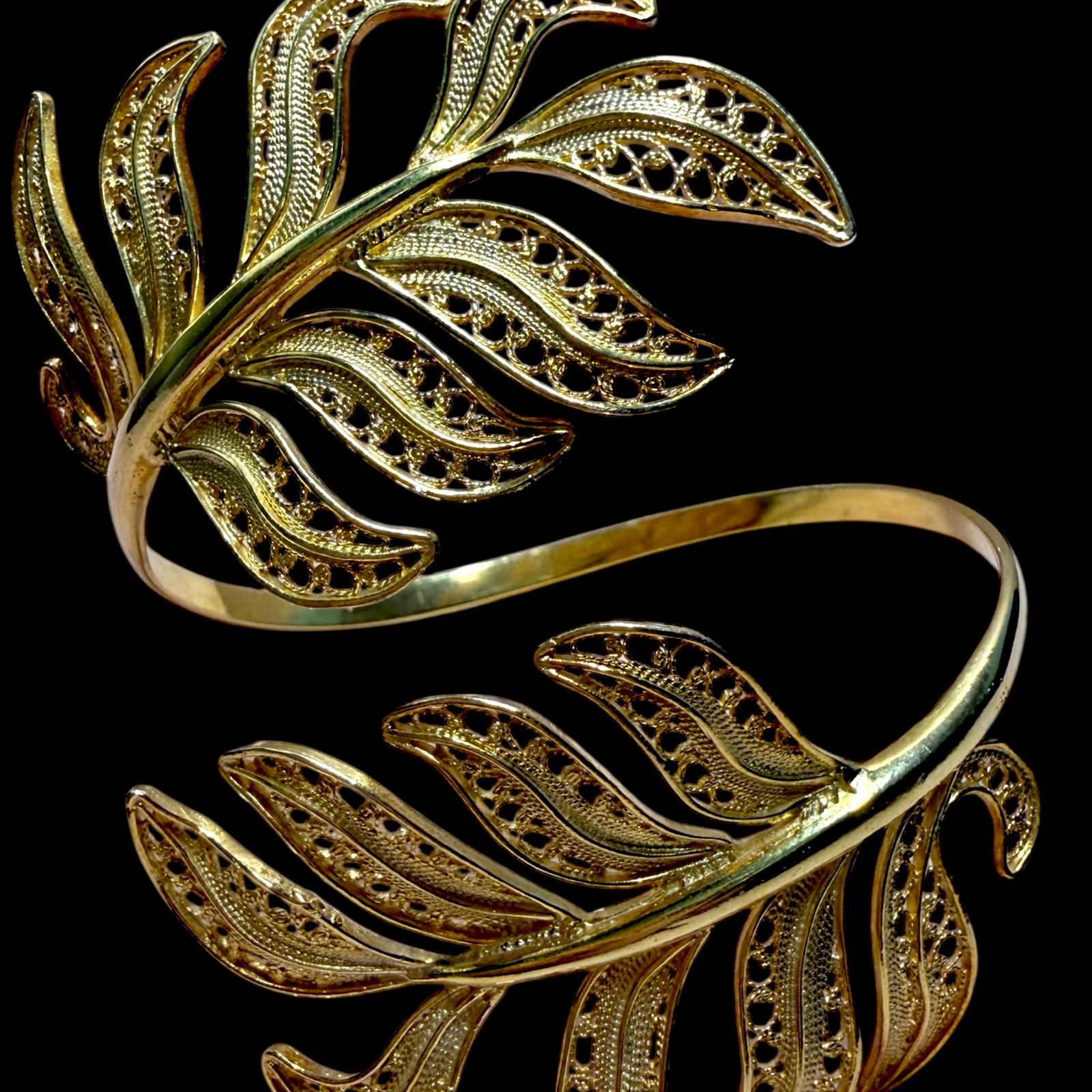 Pulseira Folhas de Filigrana em Prata Dourada