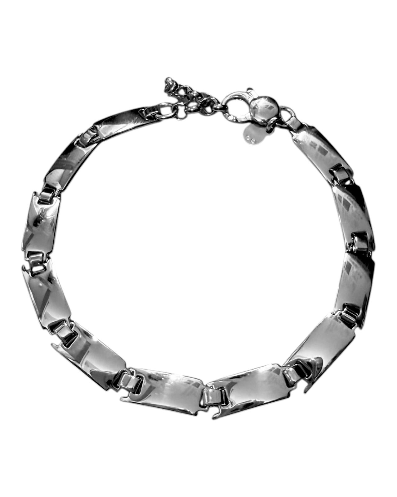 Pulseira Masculina em Prata com Elos Geométricos