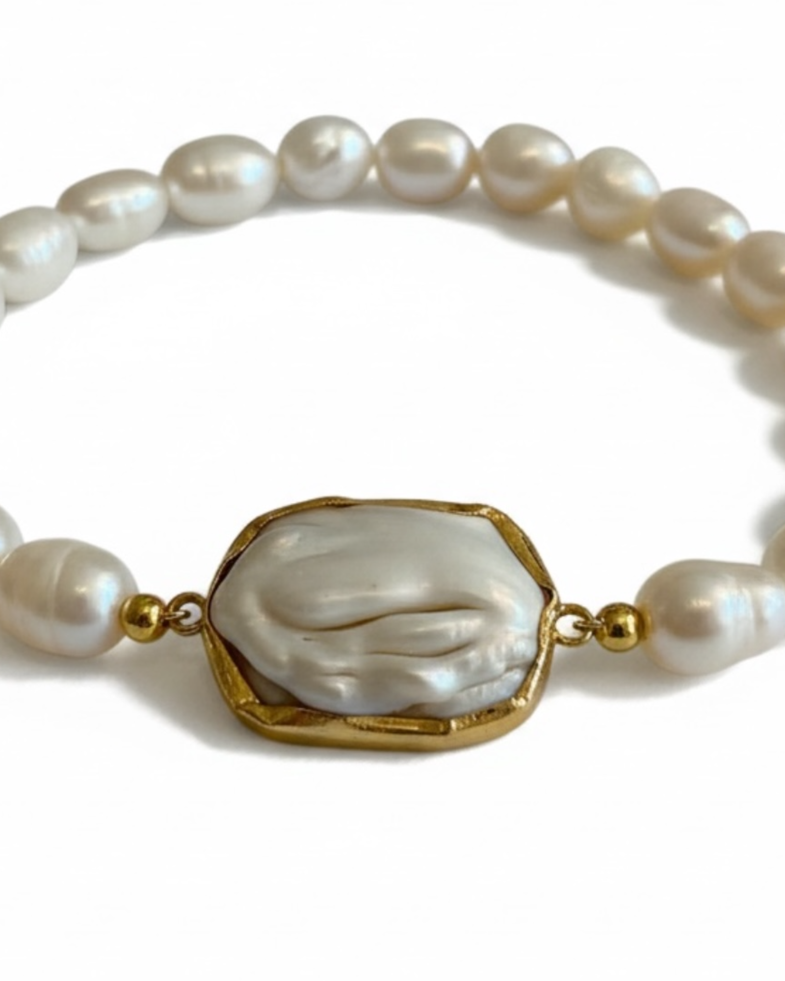 Pulseira Pérolas em Prata Dourada