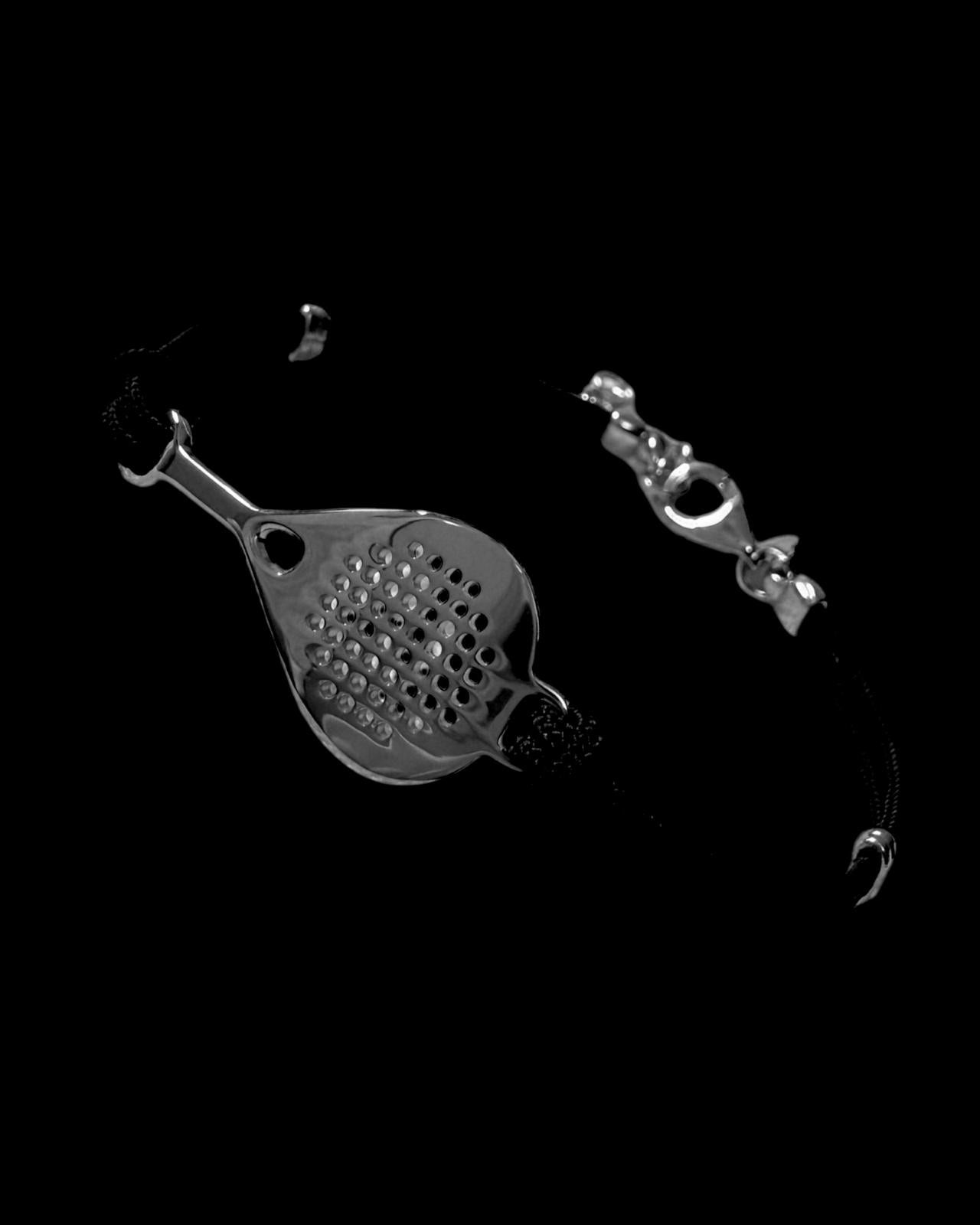 Pulseira Preta Padel em Prata