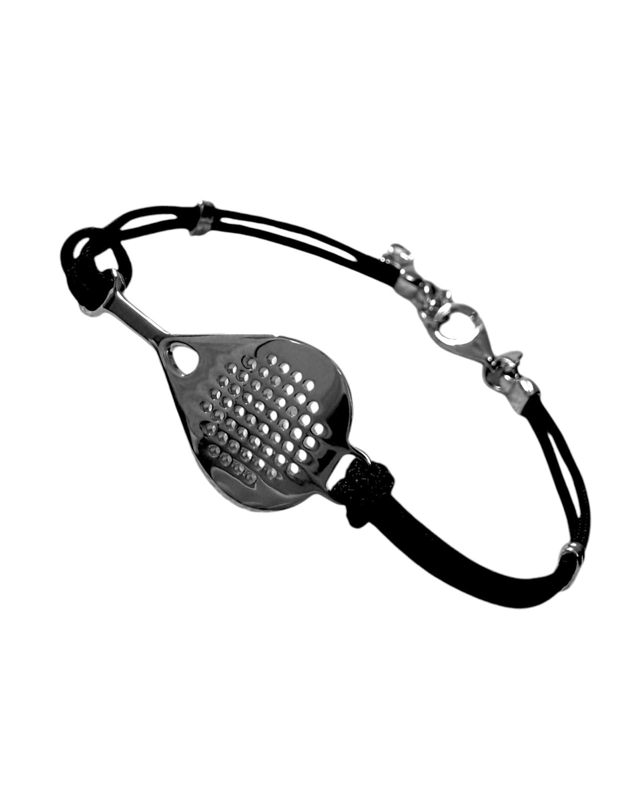 Pulseira Preta Padel em Prata