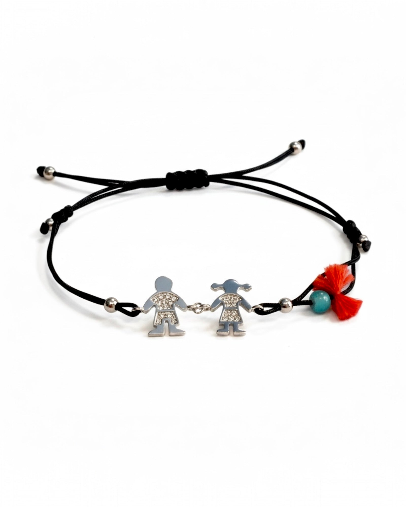 Pulseira Seda Casal em Prata