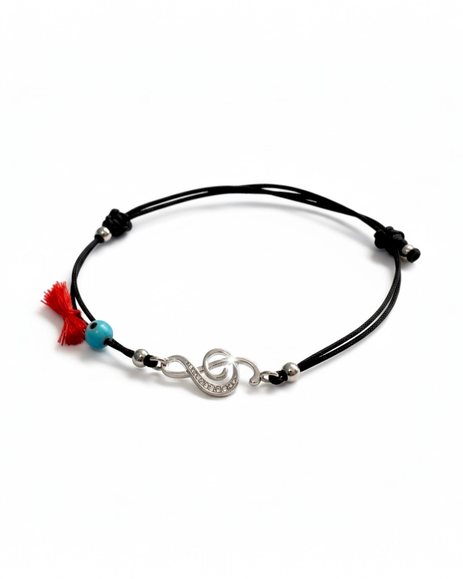 Pulseira Seda Clave de Sol em Prata