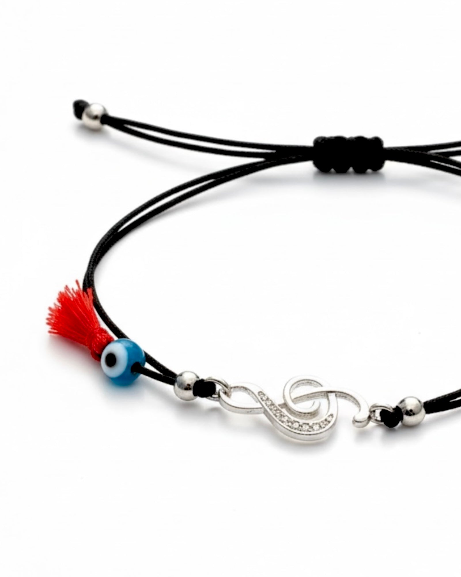 Pulseira Seda Clave de Sol em Prata