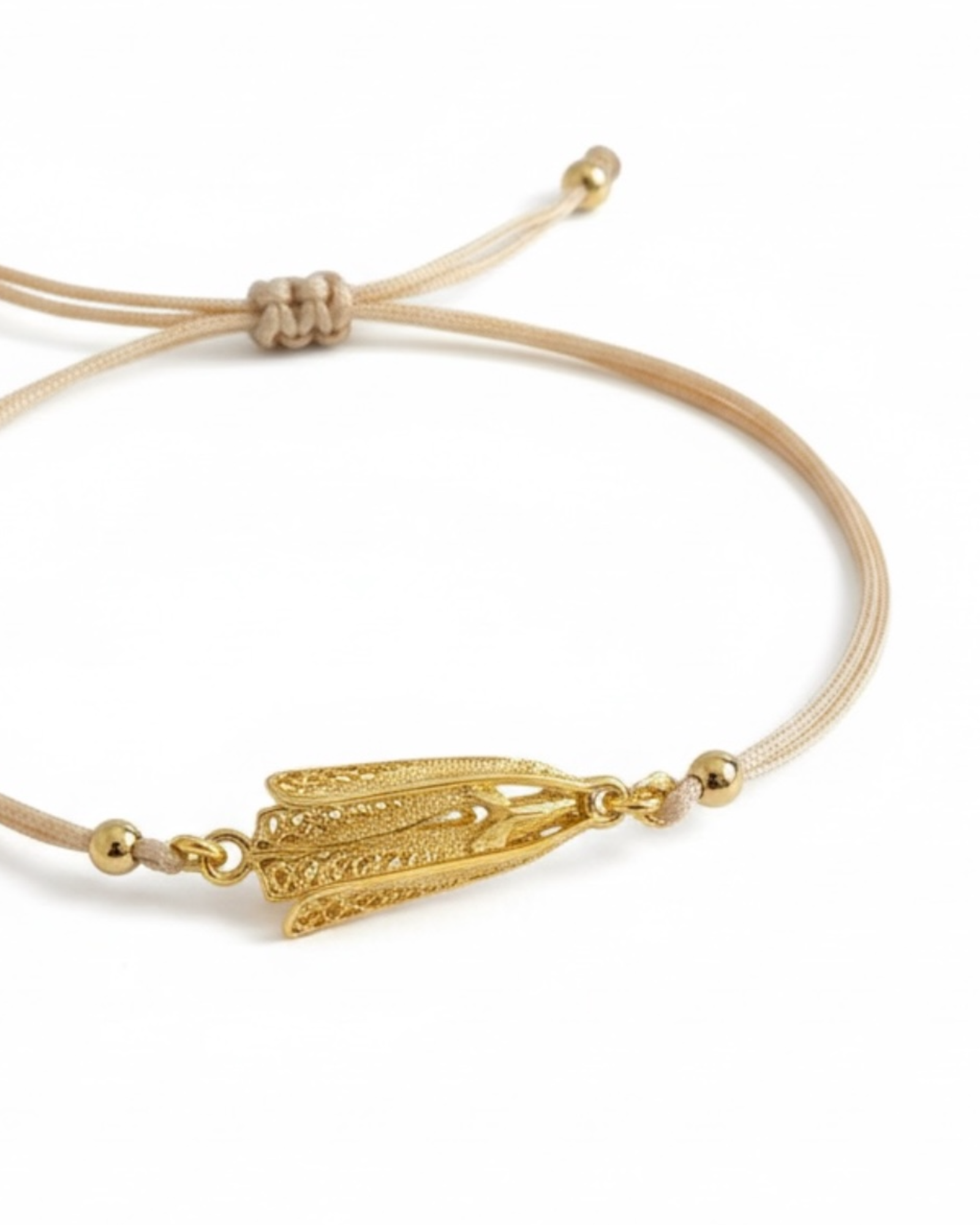 Pulseira Seda Nossa Senhora de Fátima em Prata Dourada