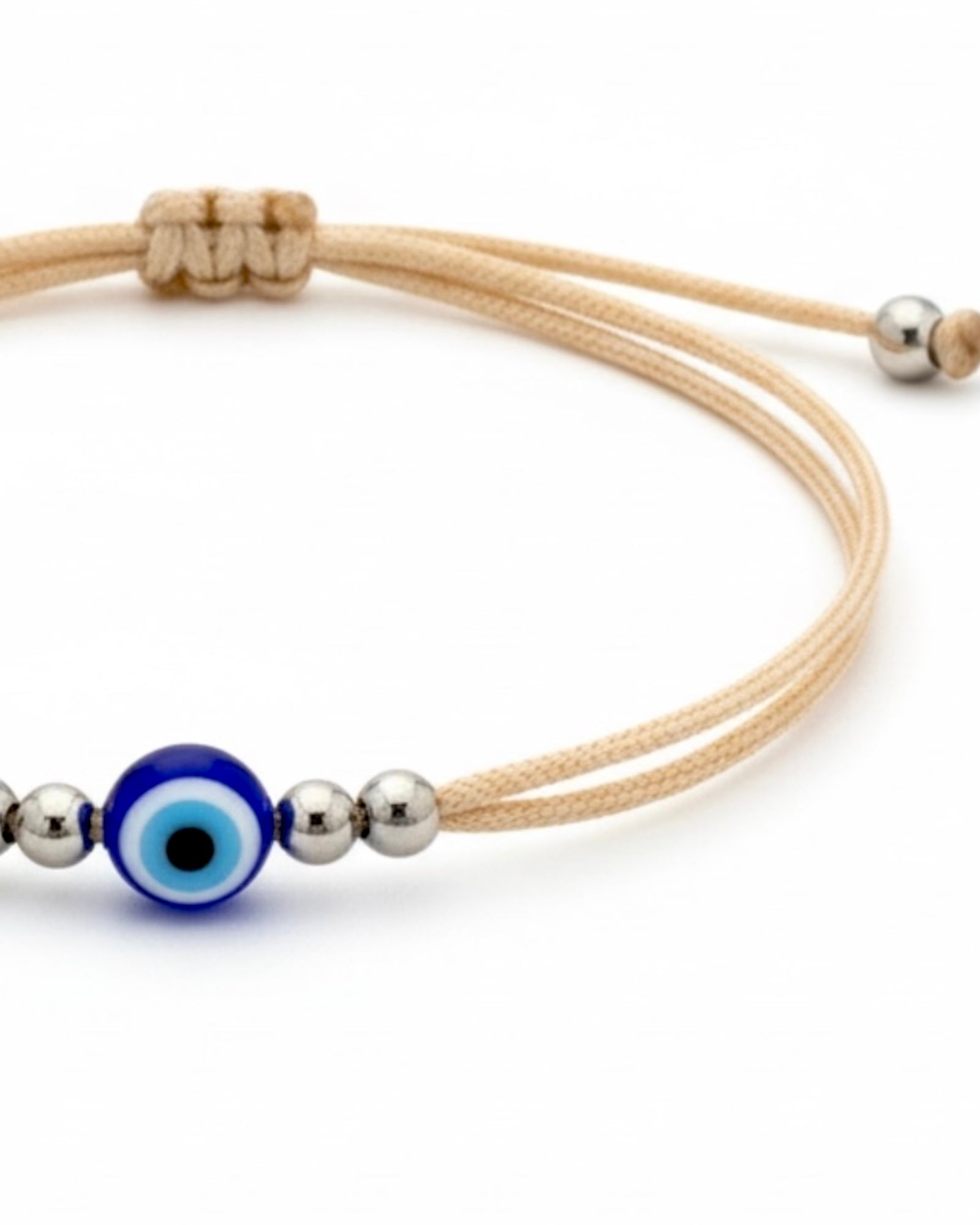 Pulseira Seda com Olho Azul em Prata