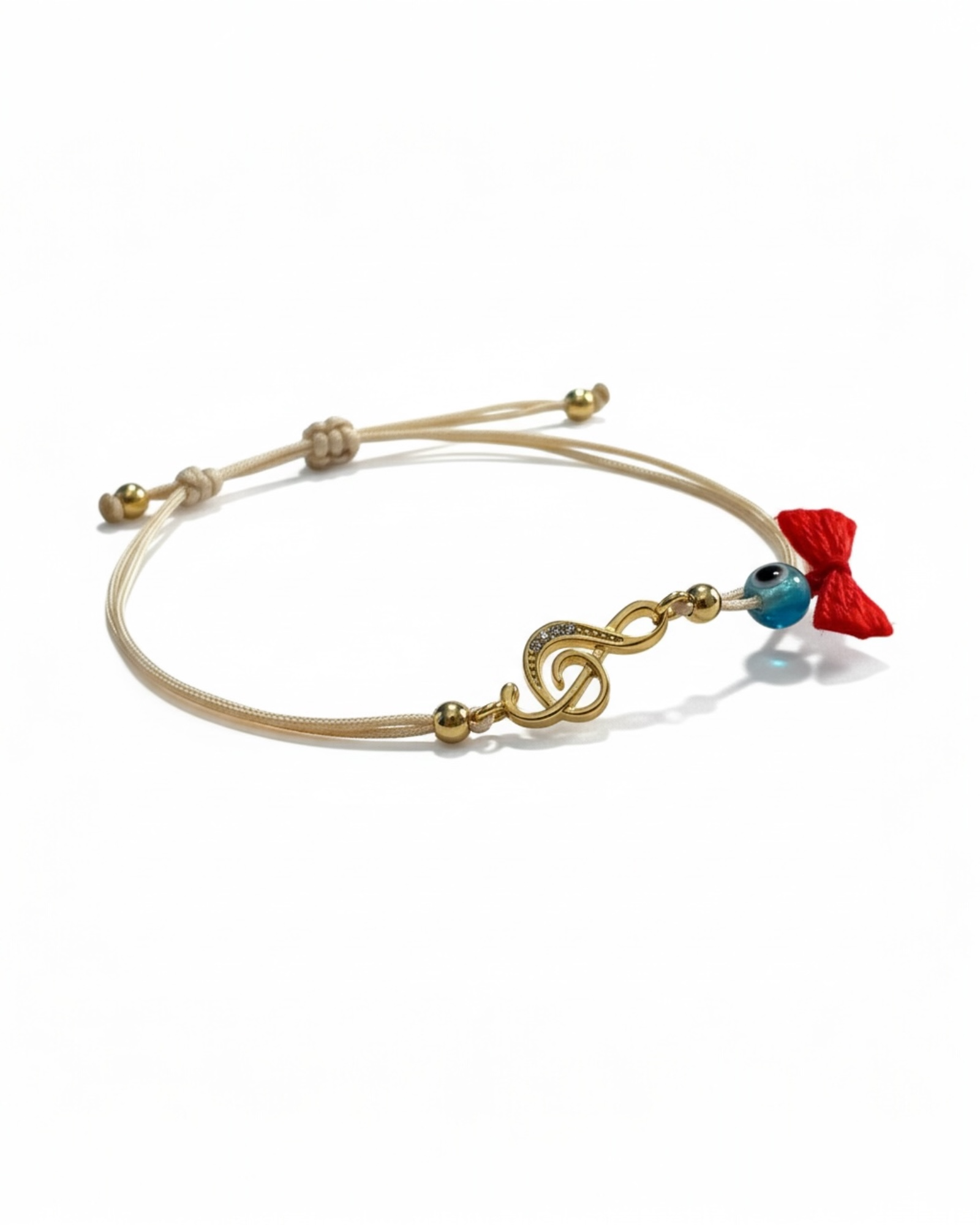 Pulseira Seda Clave de Sol em Prata Dourada