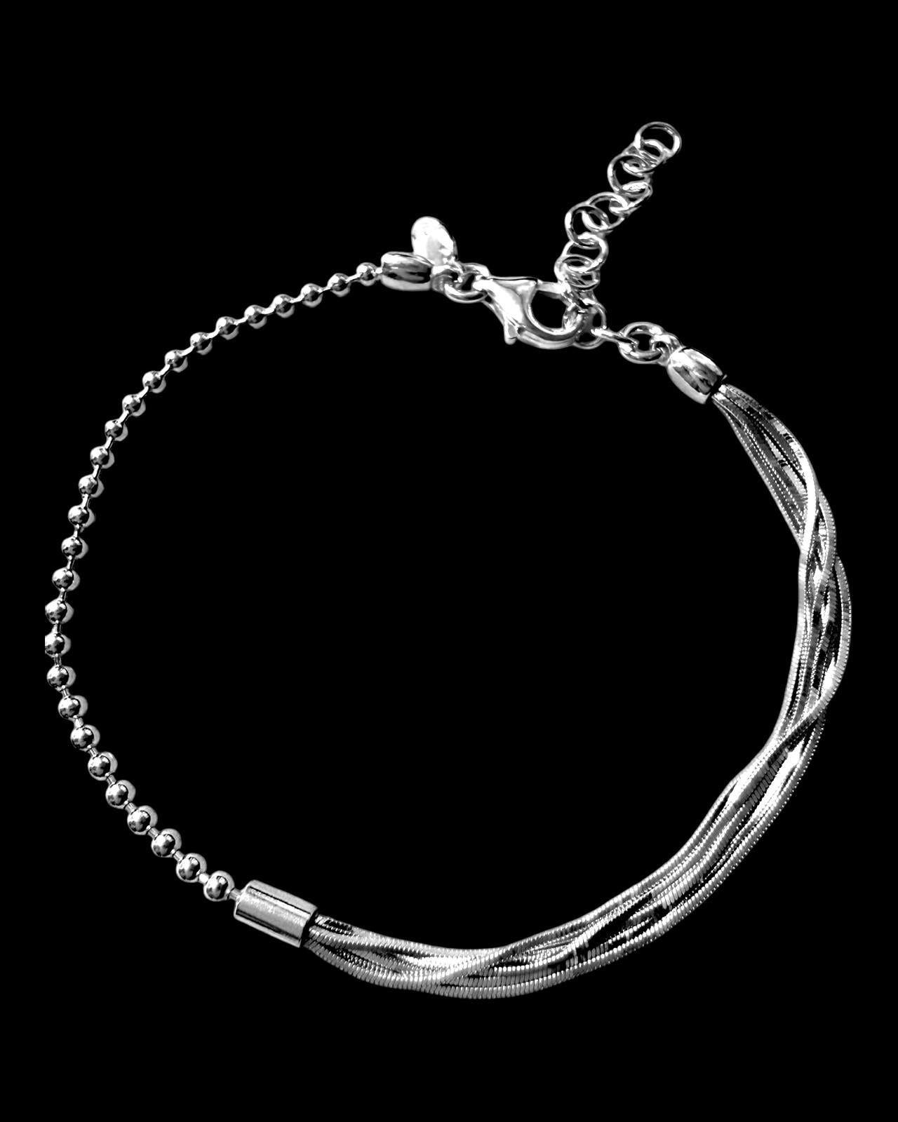 Pulseira com Duas Malhas em Prata