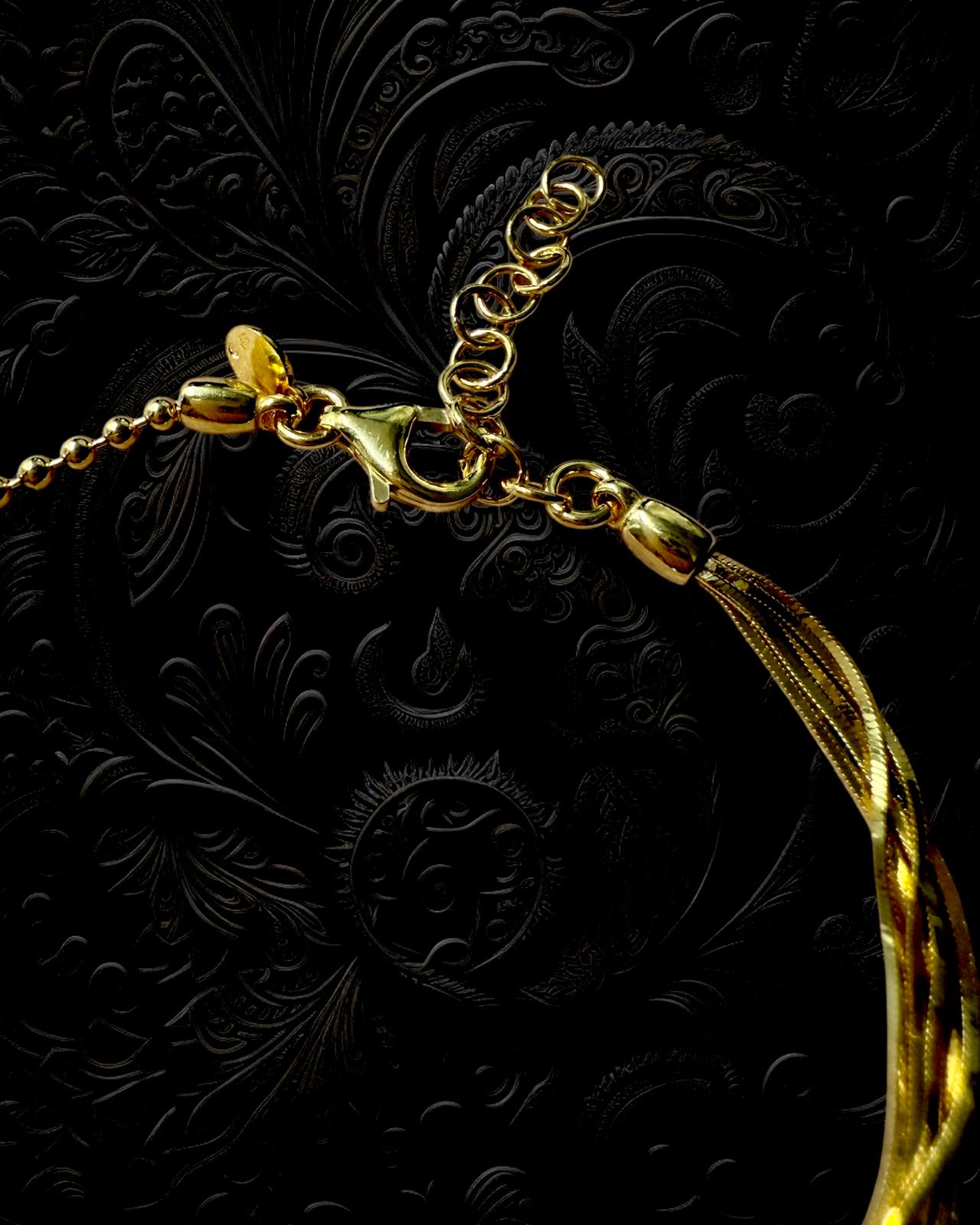 Pulseira com Duas Malhas em Prata Dourada