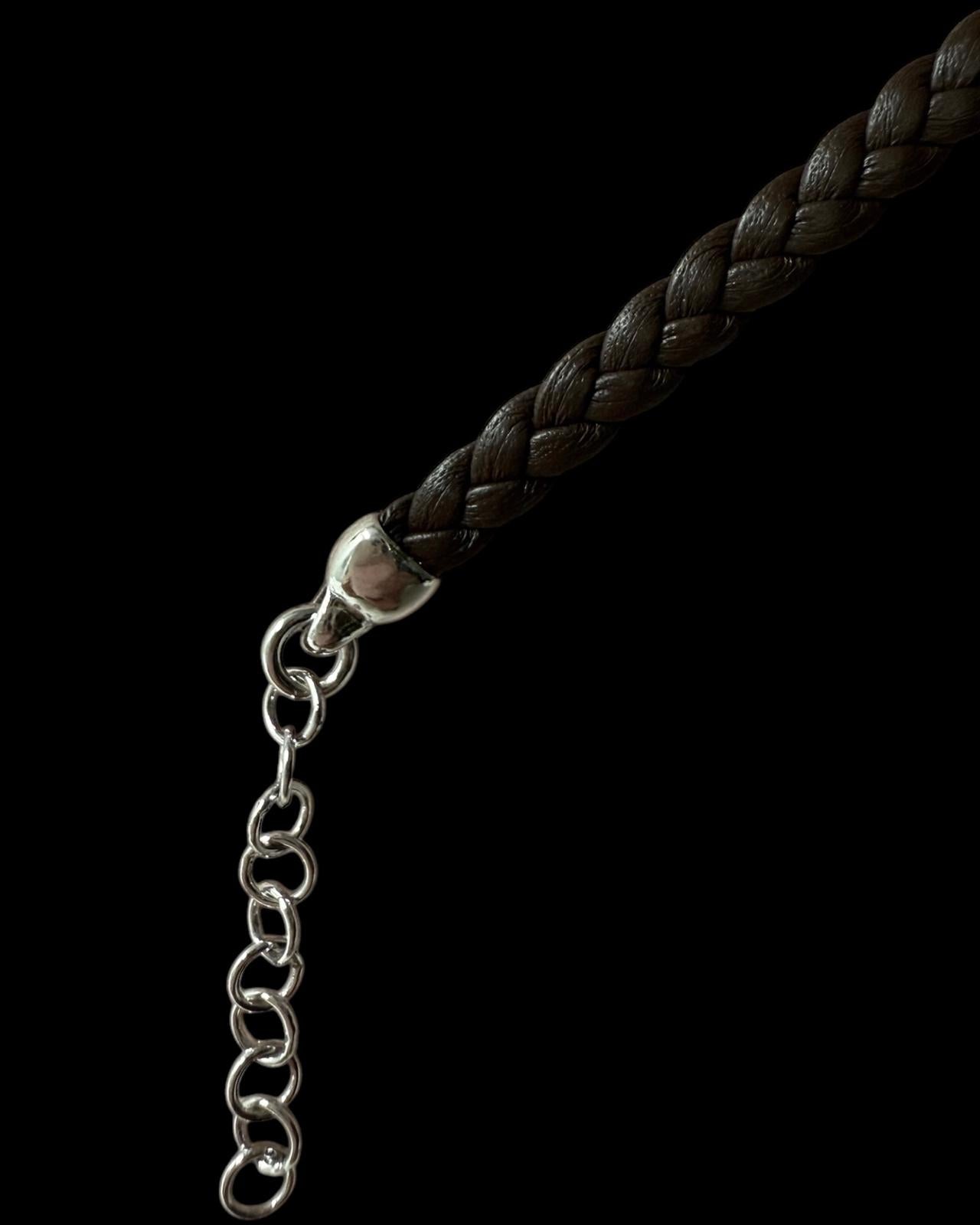 Pulseira Castanha com Prata Homem