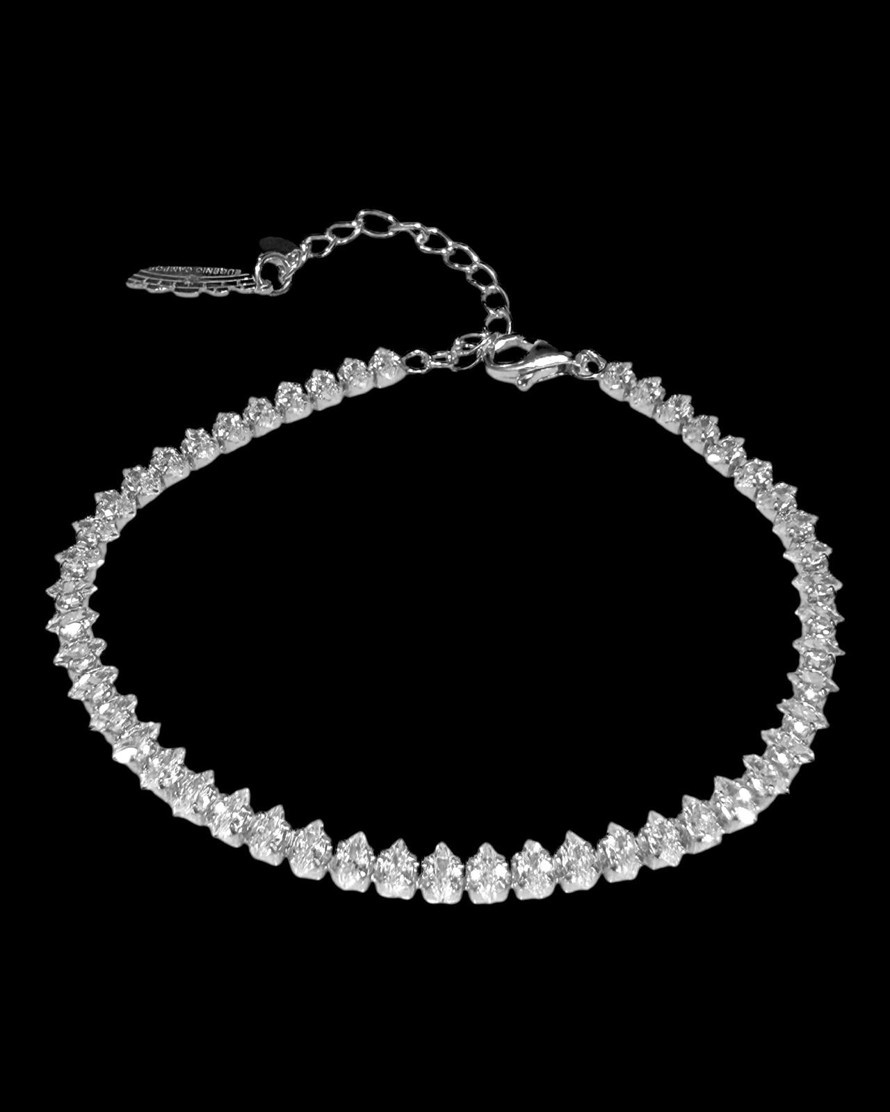 Pulseira com Brilho Oval em Prata