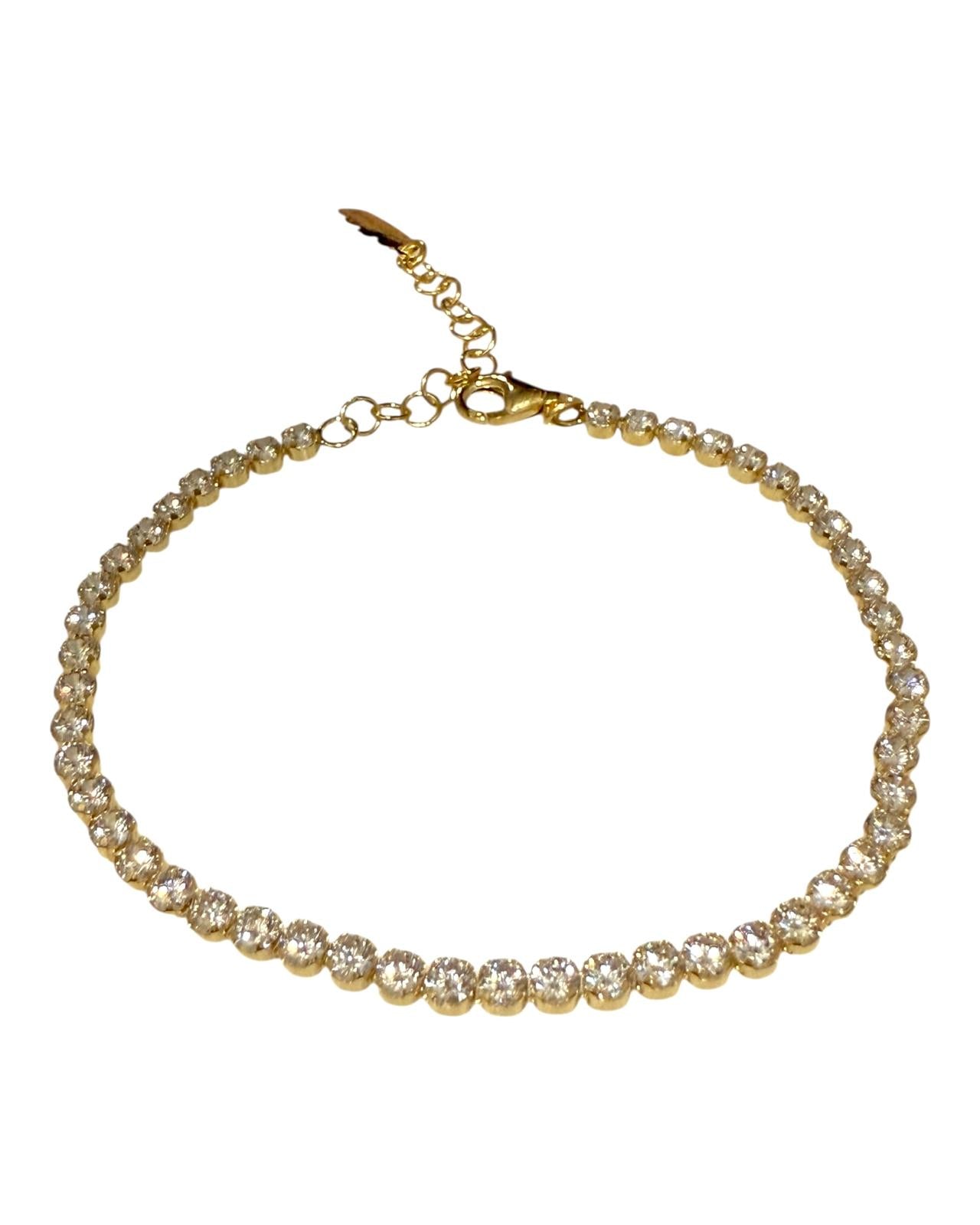 Pulseira com Brilho Redondo em Prata Dourada