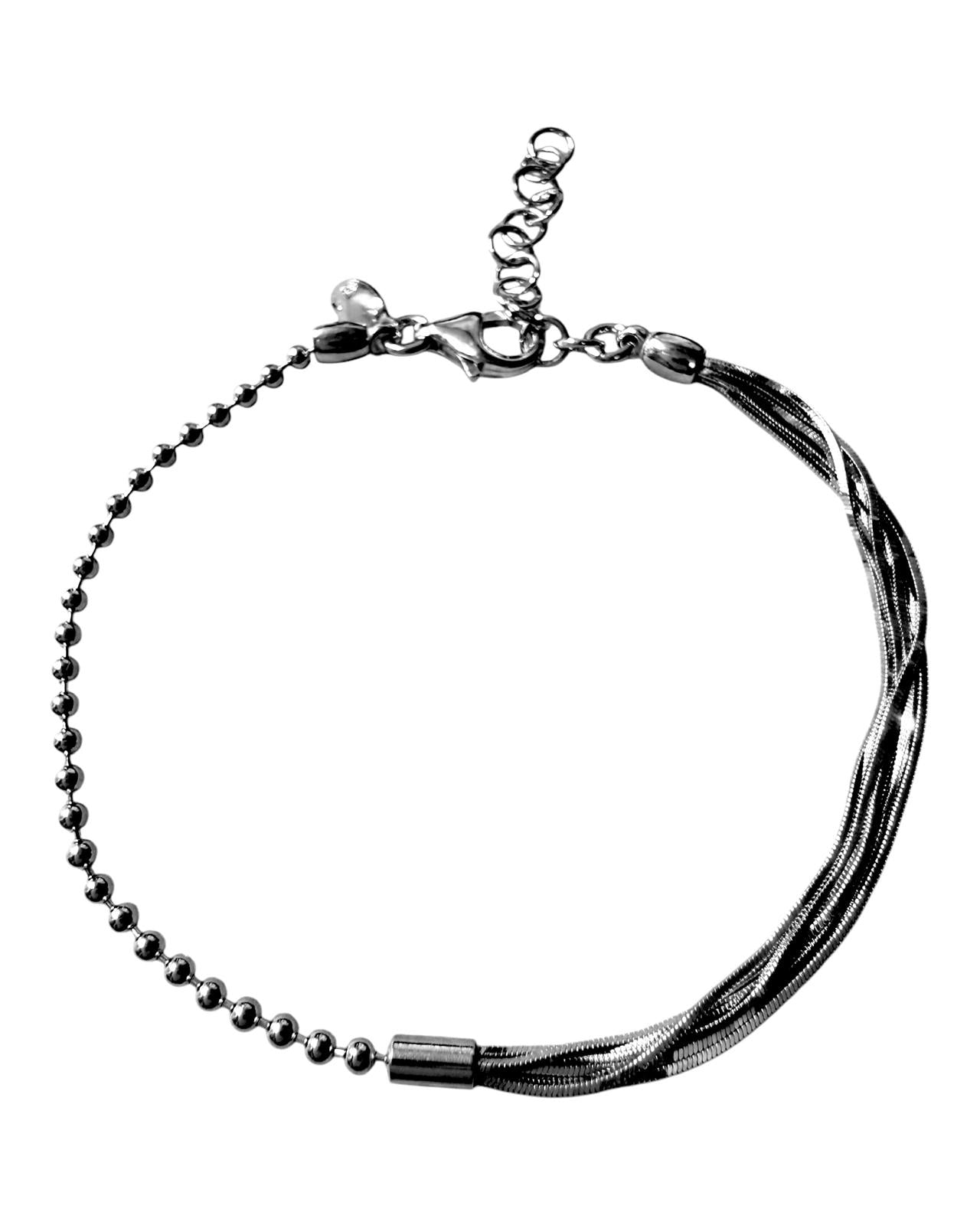 Pulseira com Duas Malhas em Prata