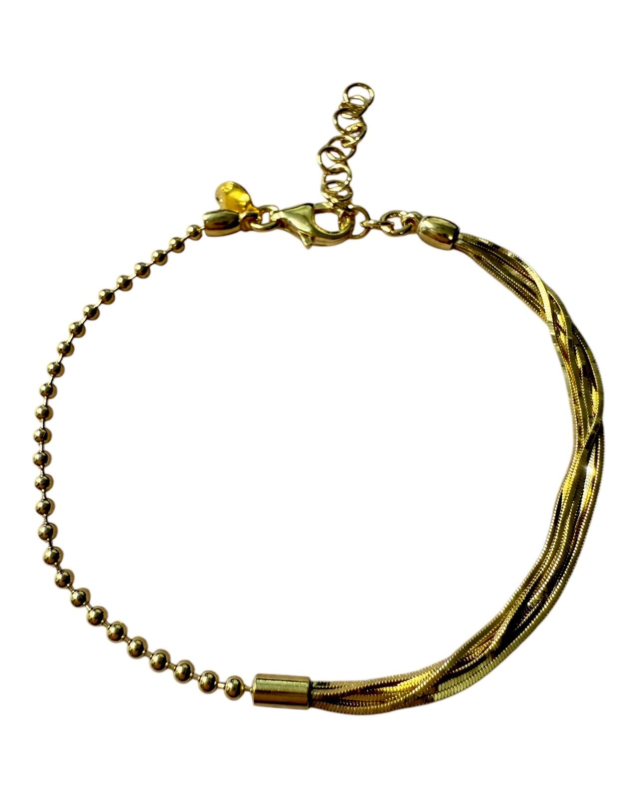 Pulseira com Duas Malhas em Prata Dourada