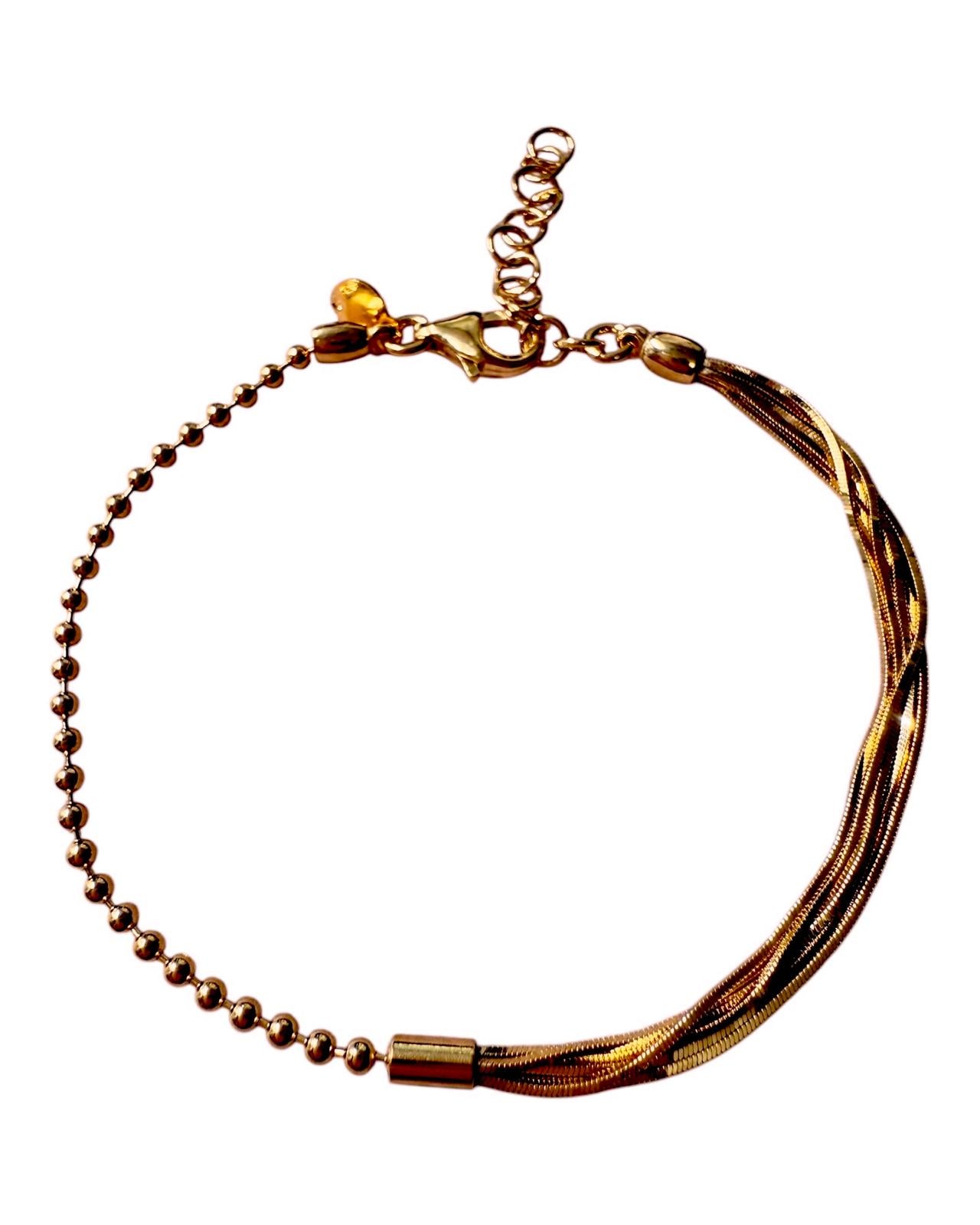 Pulseira com Duas Malhas em Prata Rosa