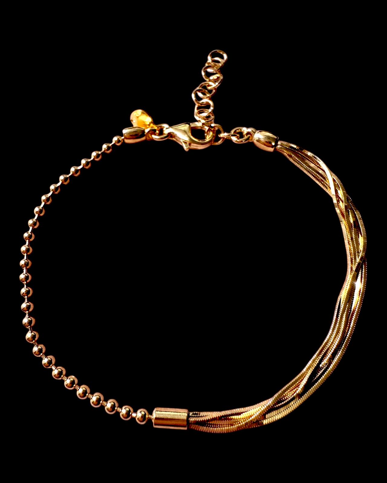 Pulseira com Duas Malhas em Prata Rosa
