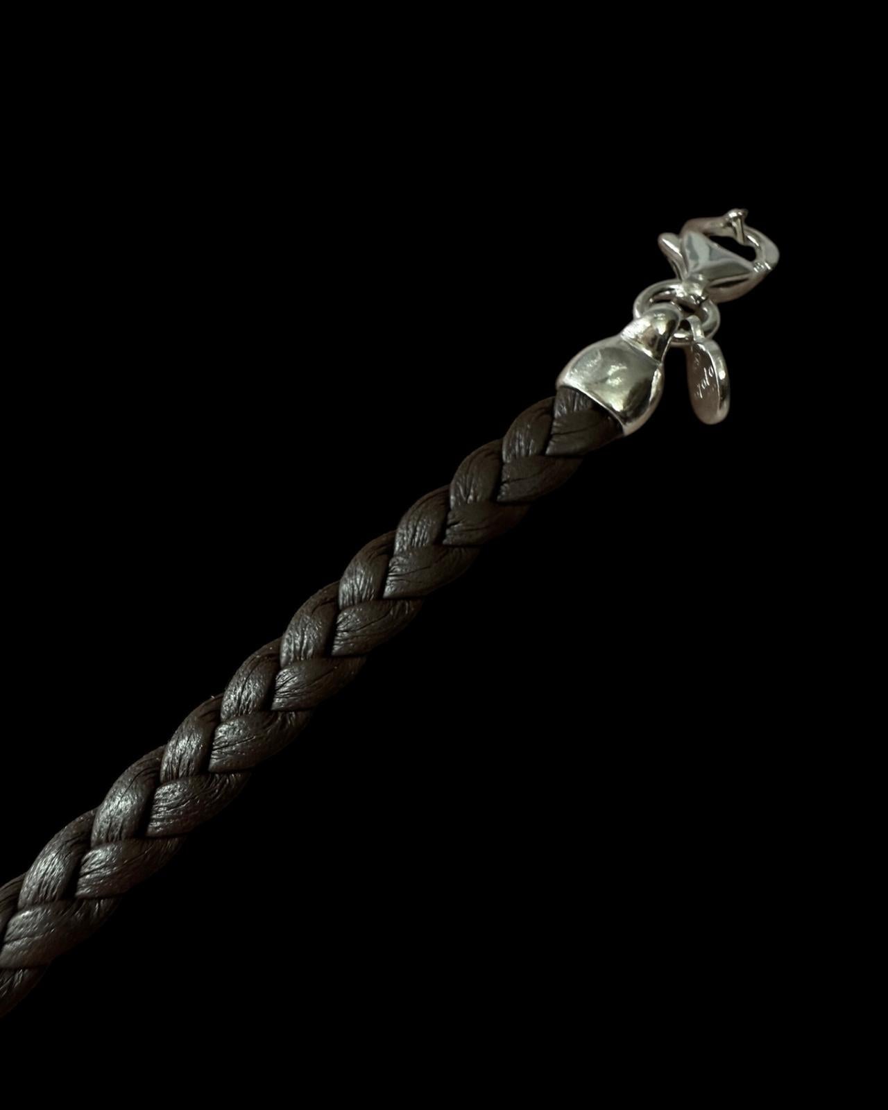 Pulseira Castanha com Prata Homem