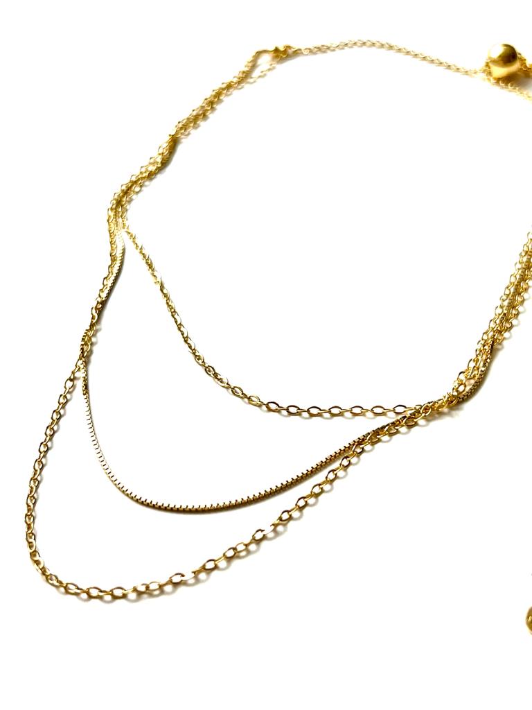 Triple Back Necklace in Gold Plated Silver