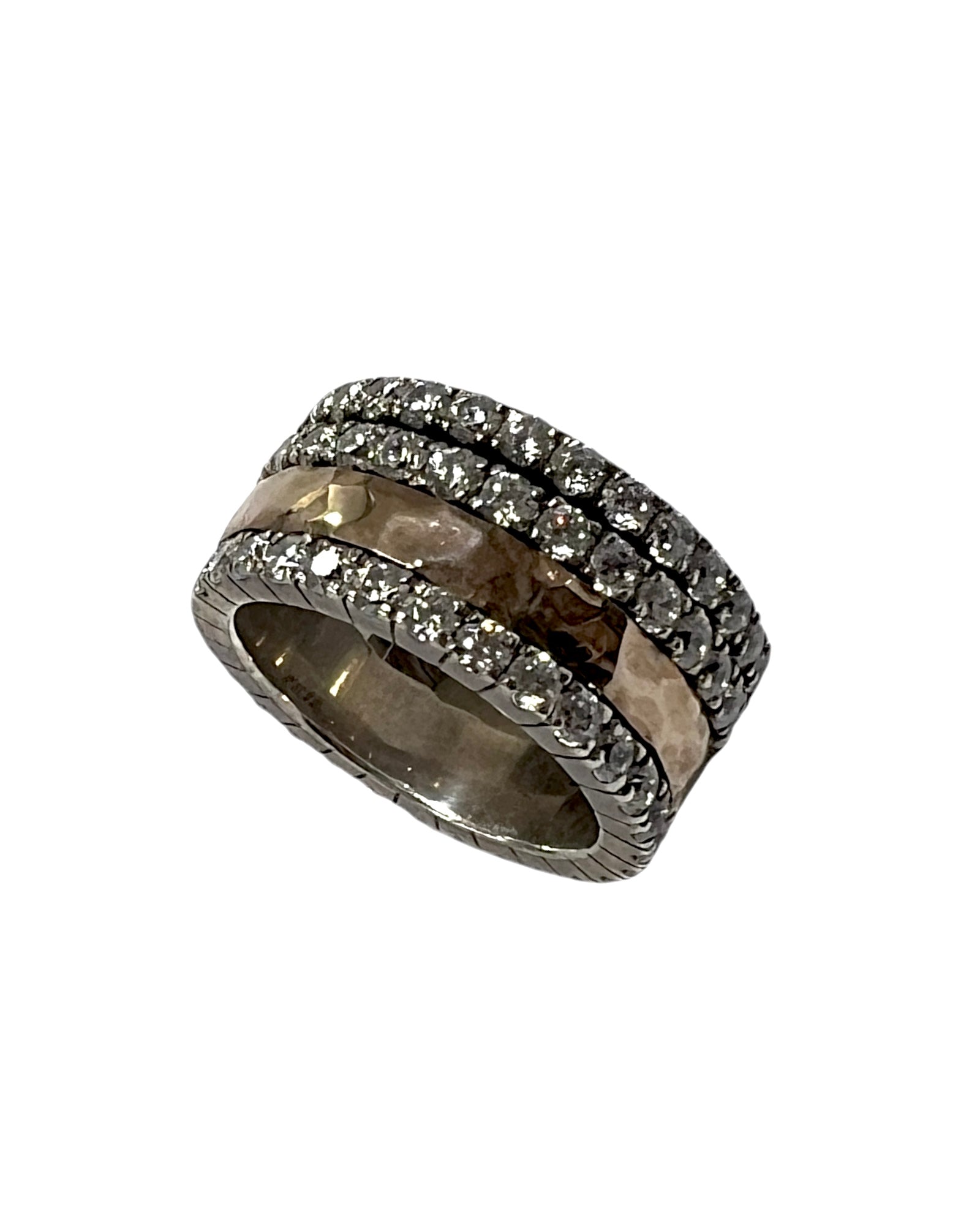 Anti-Stress Ring with Sparkles in Silver and Gold
