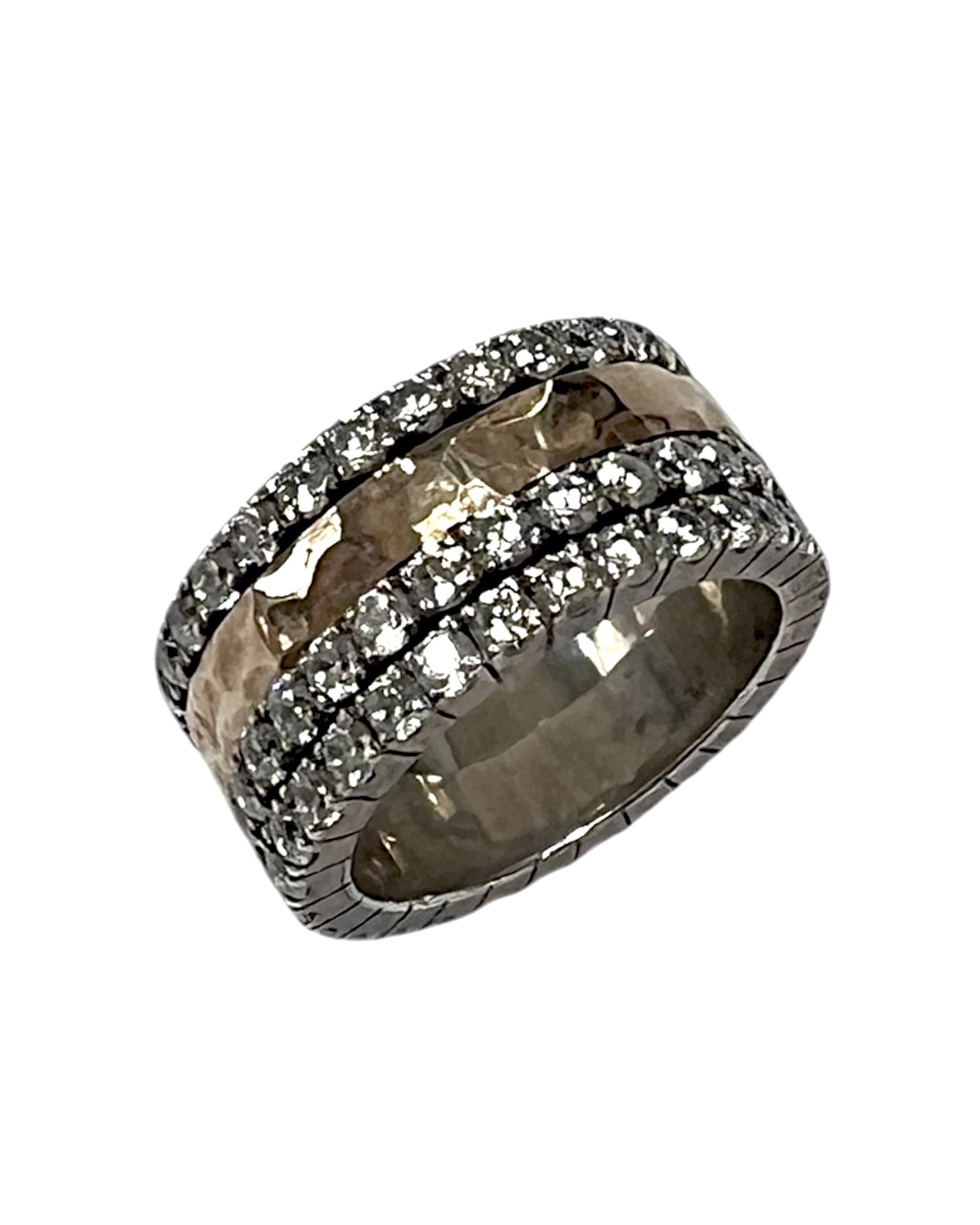 Anti-Stress Ring with Sparkles in Silver and Gold