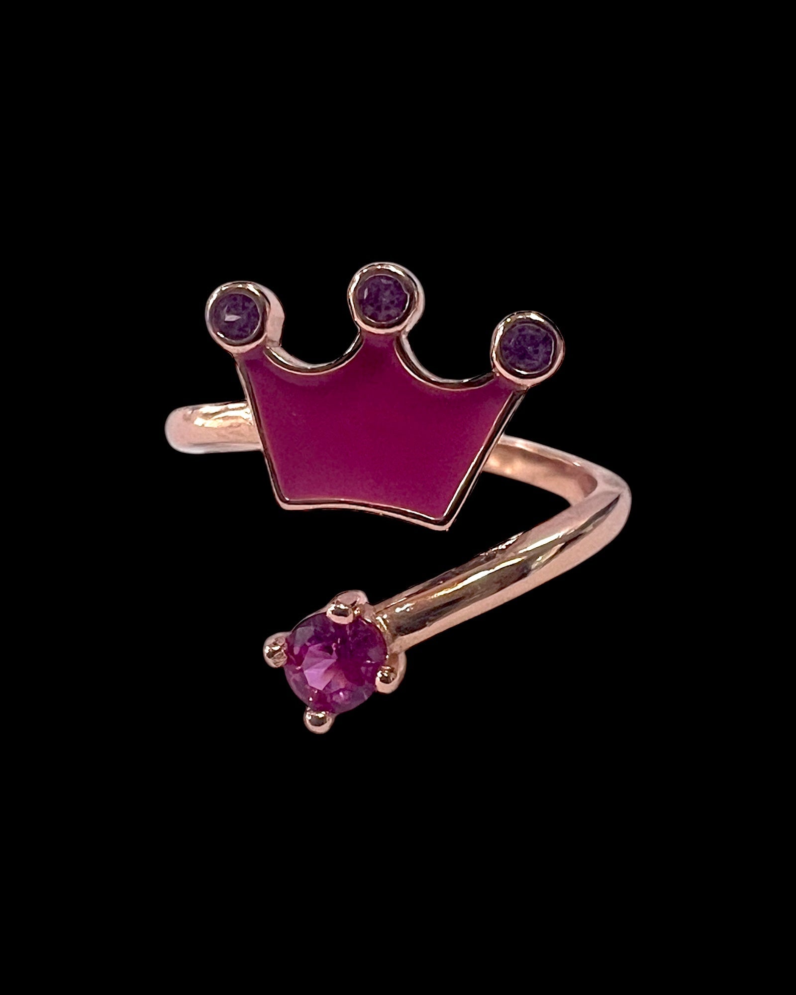 Pink Crown Ring in Pink Silver