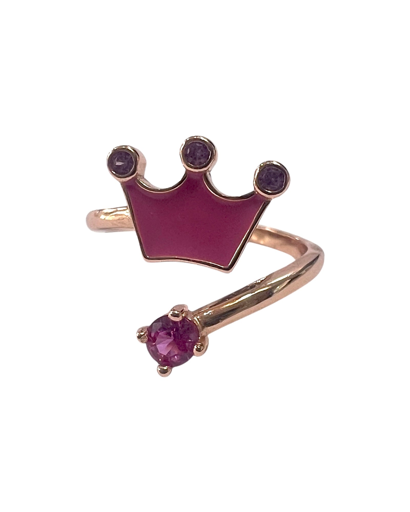 Pink Crown Ring in Pink Silver
