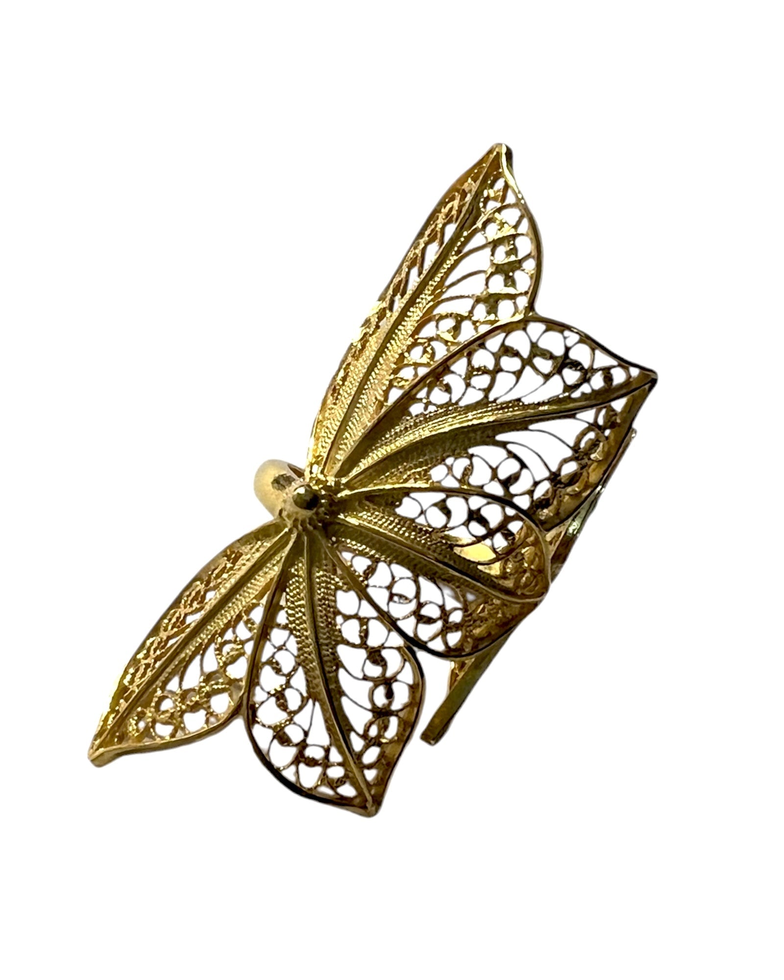 Filigree Flower Ring in Gold Plated Silver